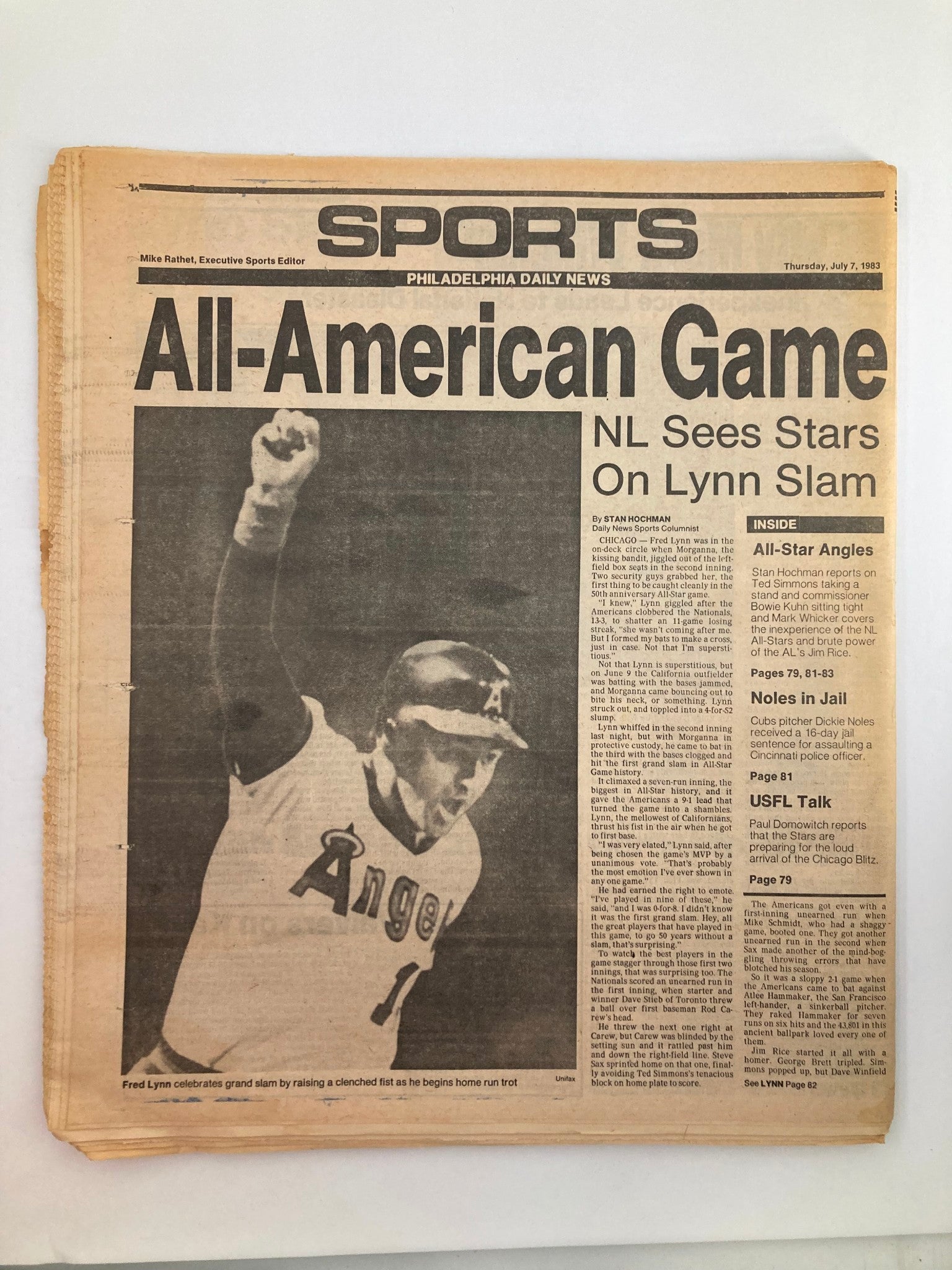 Philadelphia Daily News Tabloid July 7 1983 MLB California Angel Fred Lynn