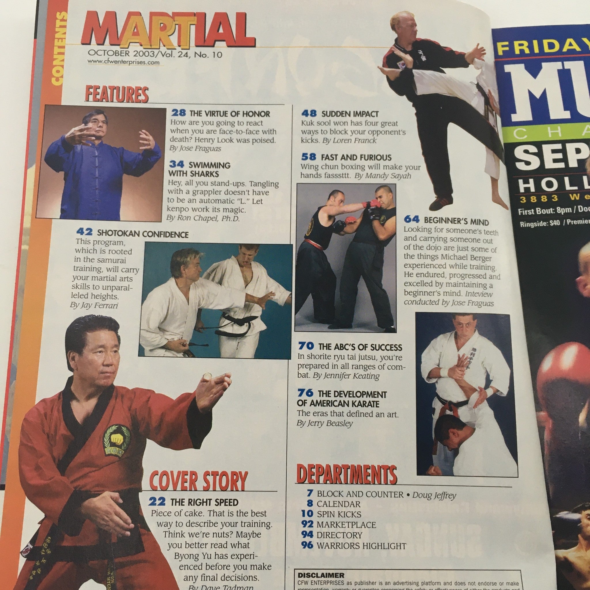 Martial Magazine October 2003 Vol 24 #10 Master Byong Yu & Shorite Ryu Tai Jutsu