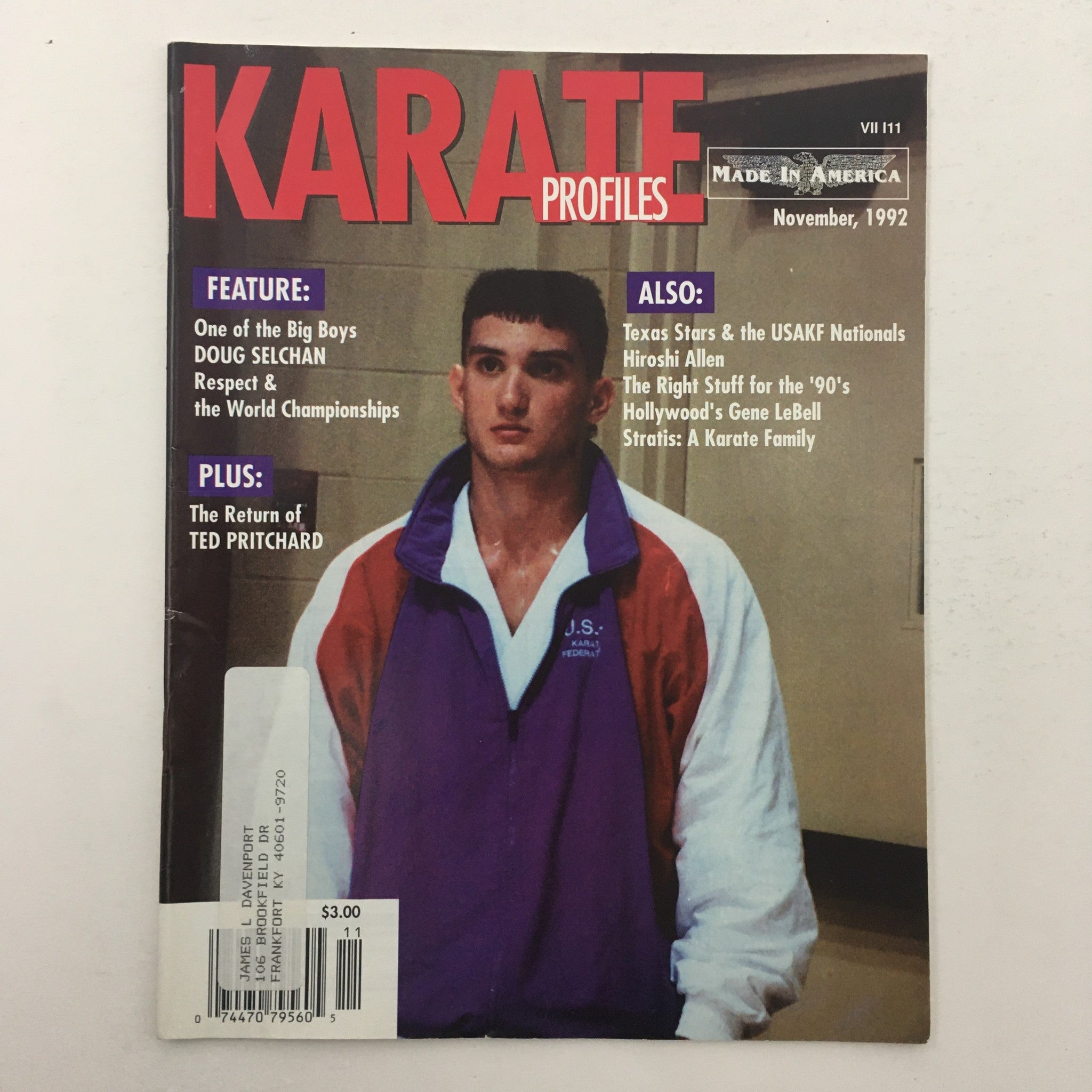 Karate Profiles Magazine November 1992 Doug Selchan & Return of Ted Pritchard