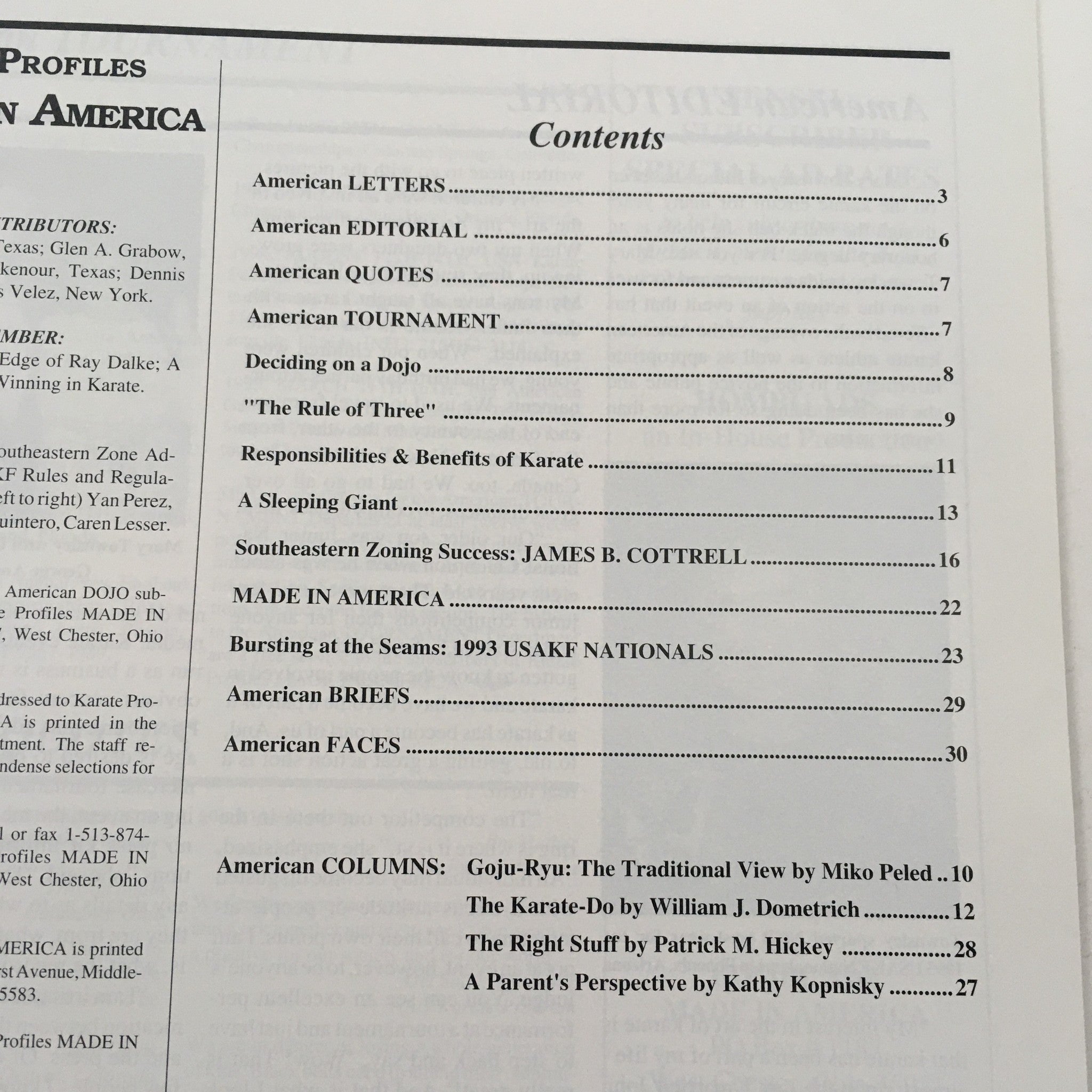 Karate Profiles Magazine November 1993 The Zoning Success of James B. Cottrell