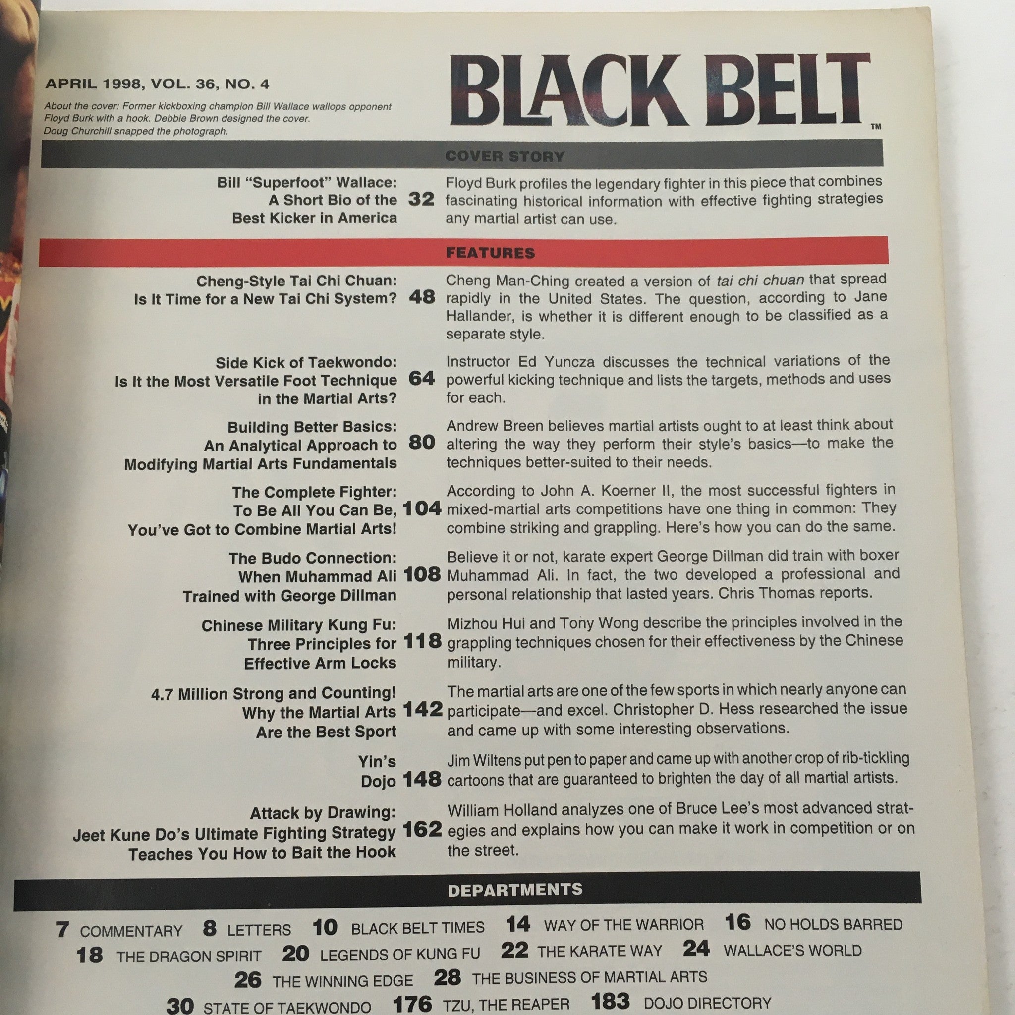 Black Belt Magazine April 1998 Bill "Superfoot" Wallace & Floyd Burk, No Label