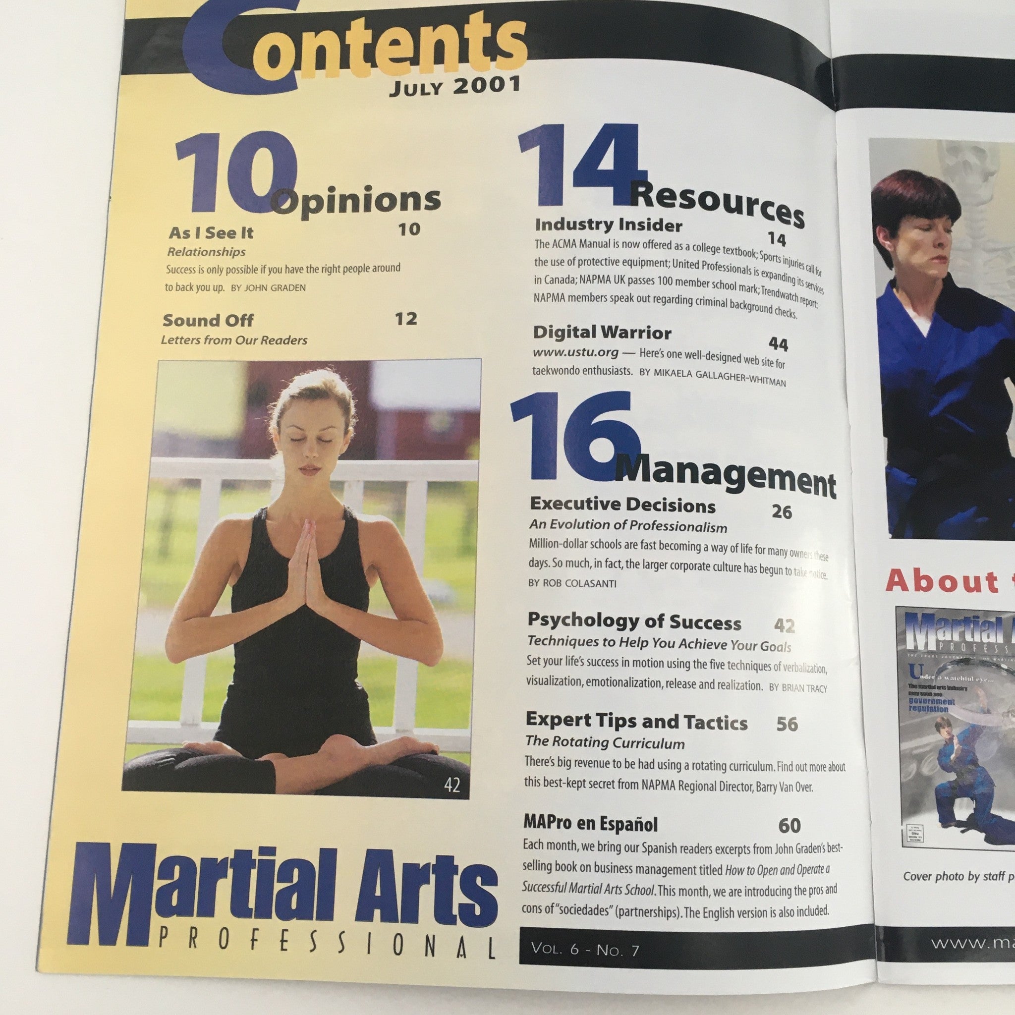 Martial Arts Pro Magazine July 2001 Black Belt Degree or Government Decree VG