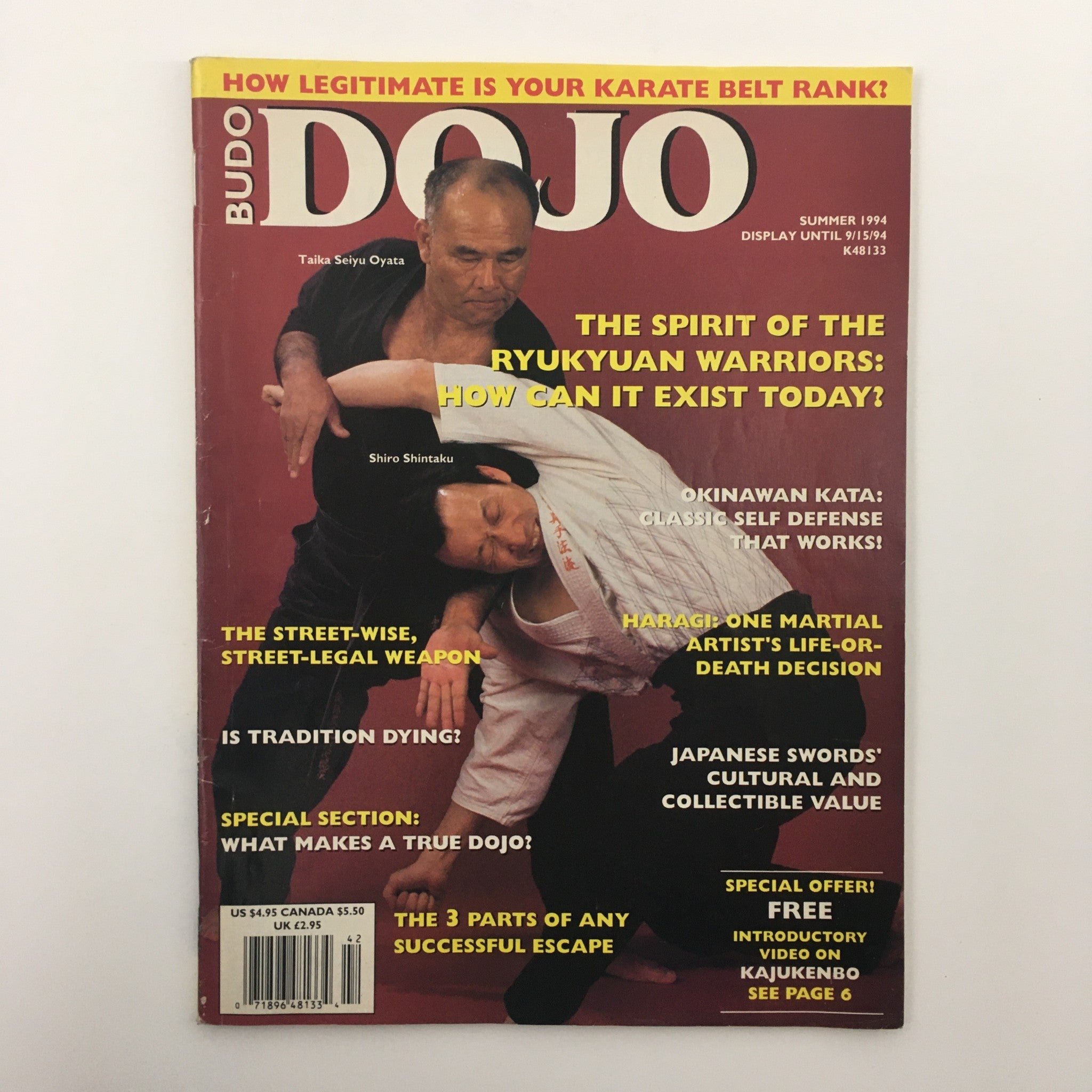 Budo Dojo Magazine Summer 1994 Taike Seiyu Oyata & Shiro Shintaku No Label