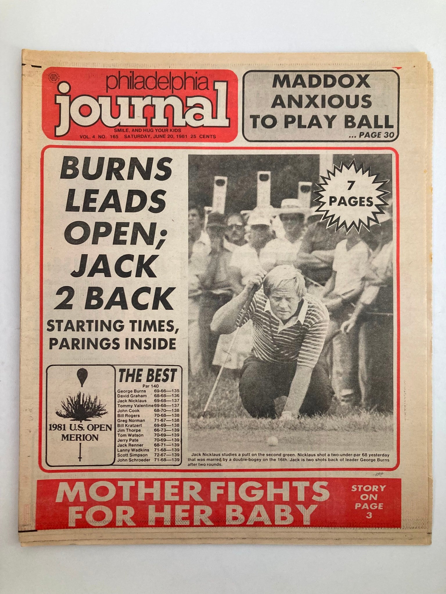 Philadelphia Journal Tabloid June 20 1981 Vol 4 #165 Golfer Jack Nicklaus