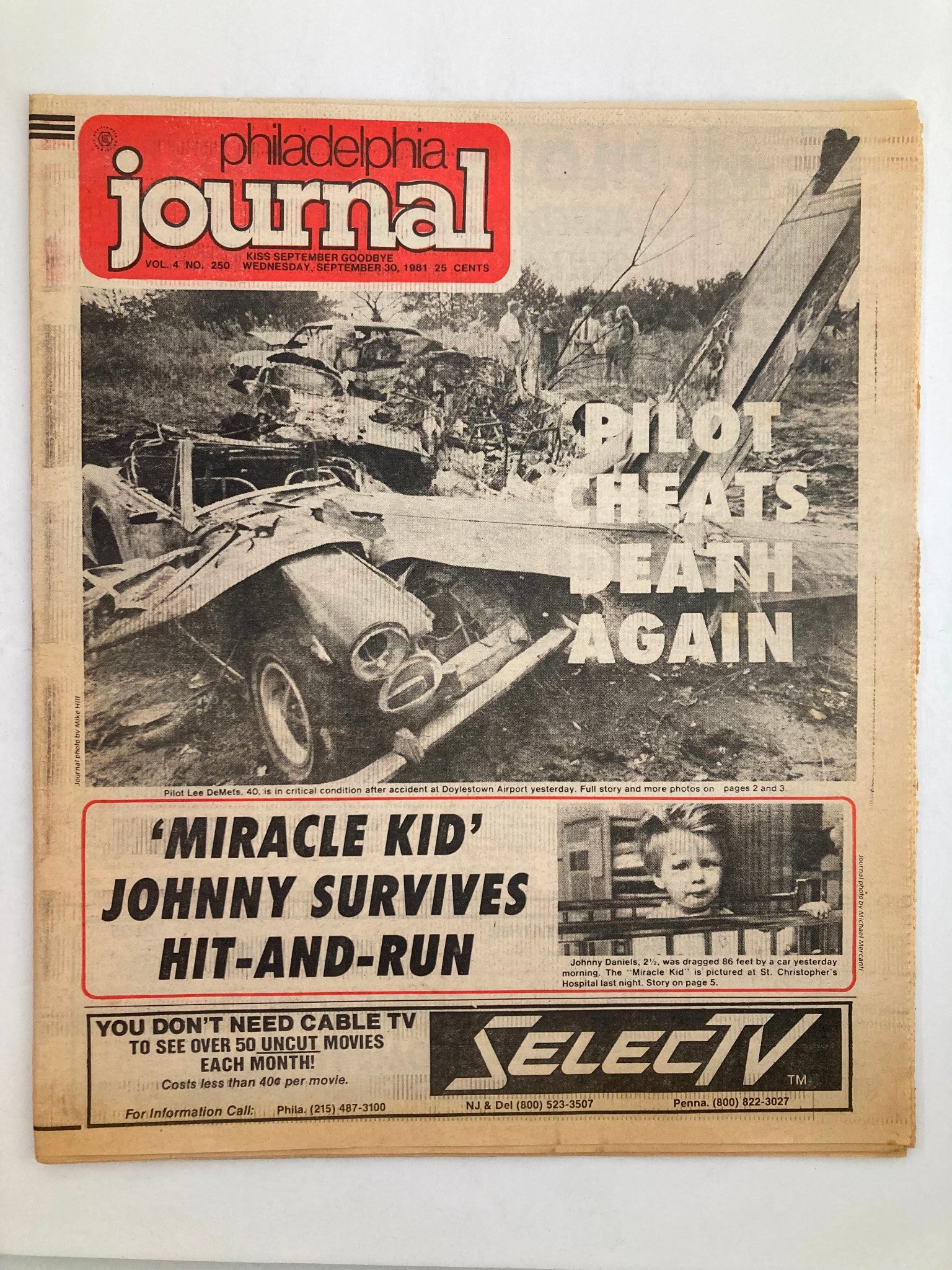 Philadelphia Journal Tabloid September 30 1981 Vol 4 #250 Lee DeMets Cheat Death