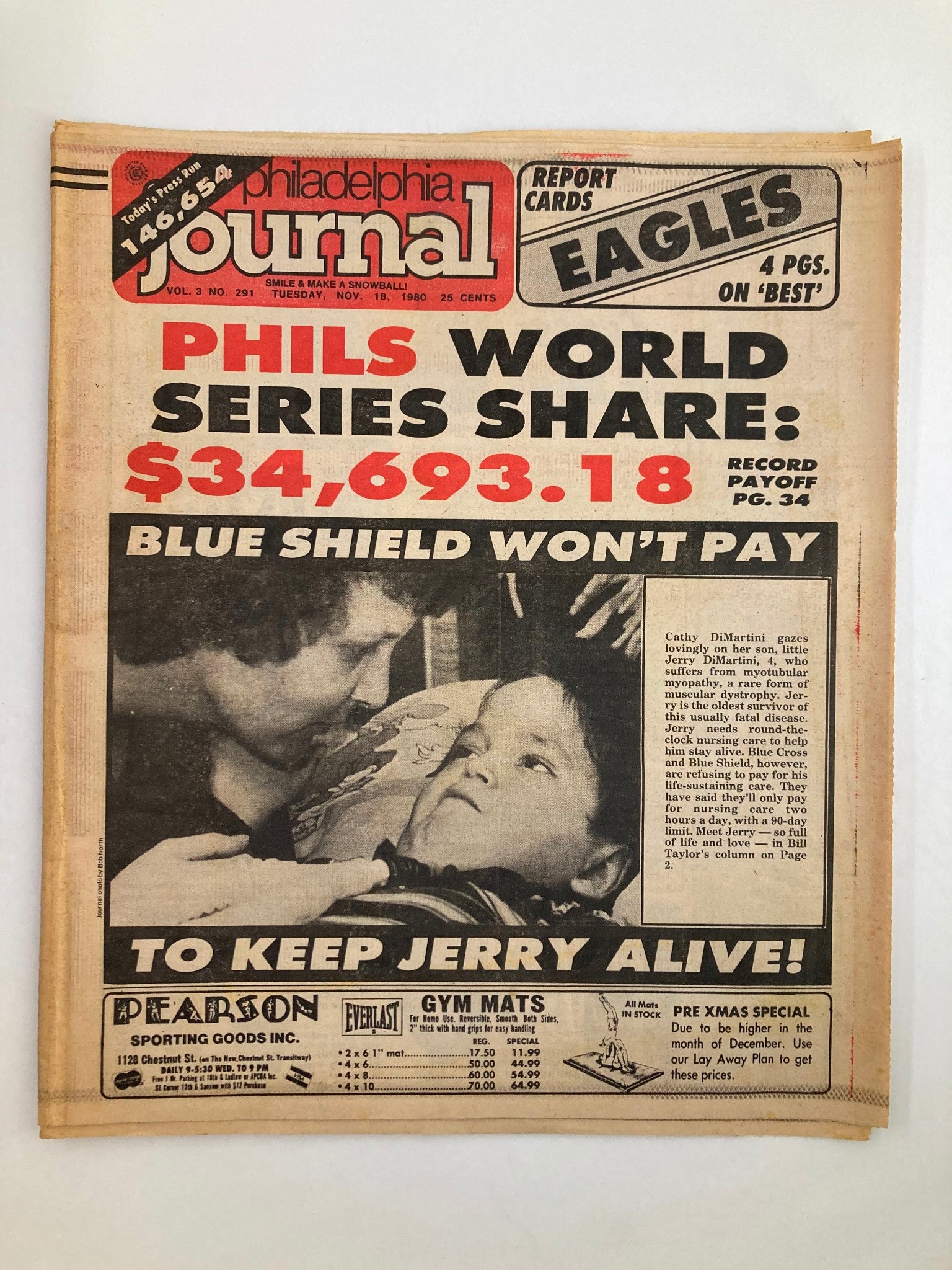 Philadelphia Journal Tabloid November 18 1980 Cathy DiMartini & Son Jerry