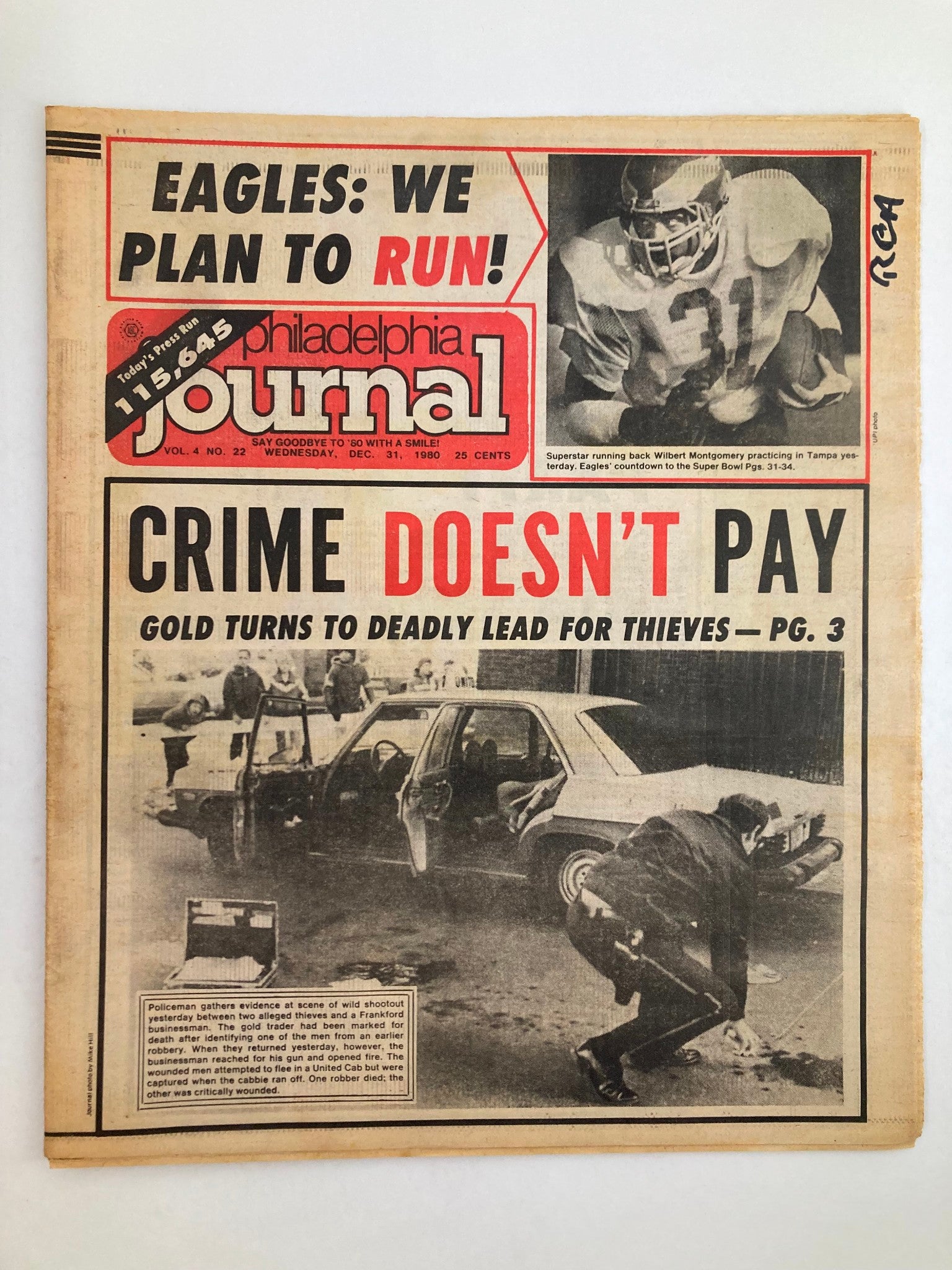 Philadelphia Journal Tabloid December 31 1980 NFL Eagles Wilbert Montgomery