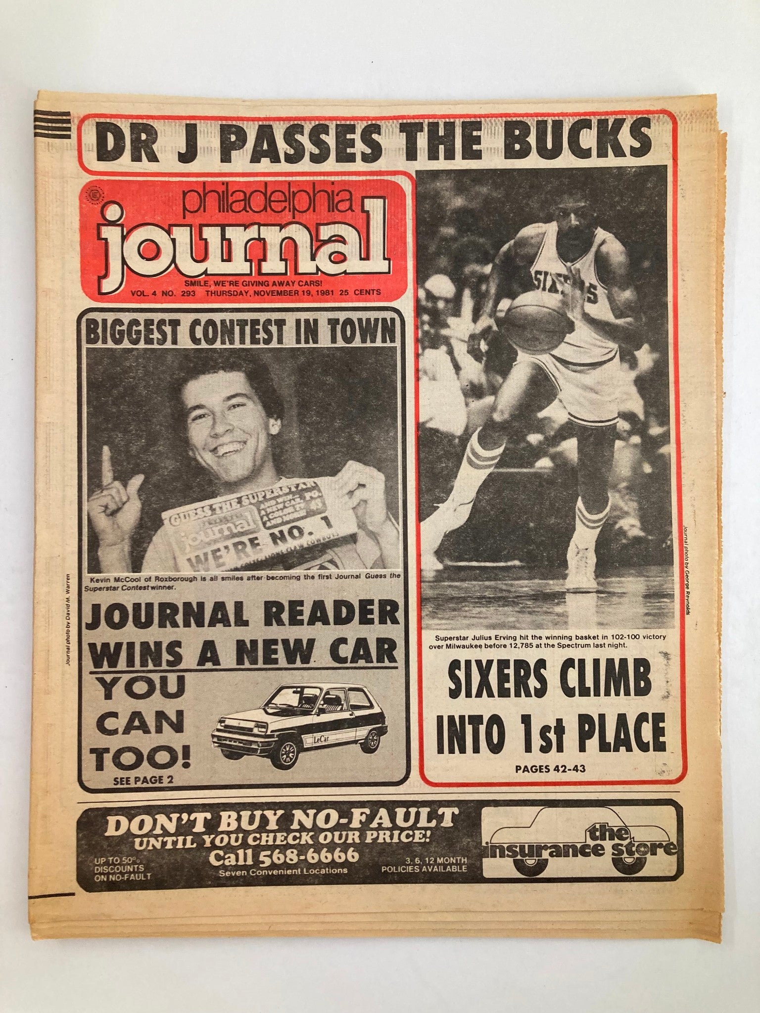 Philadelphia Journal Tabloid November 19 1981 NBA Sixers' Julius Erving