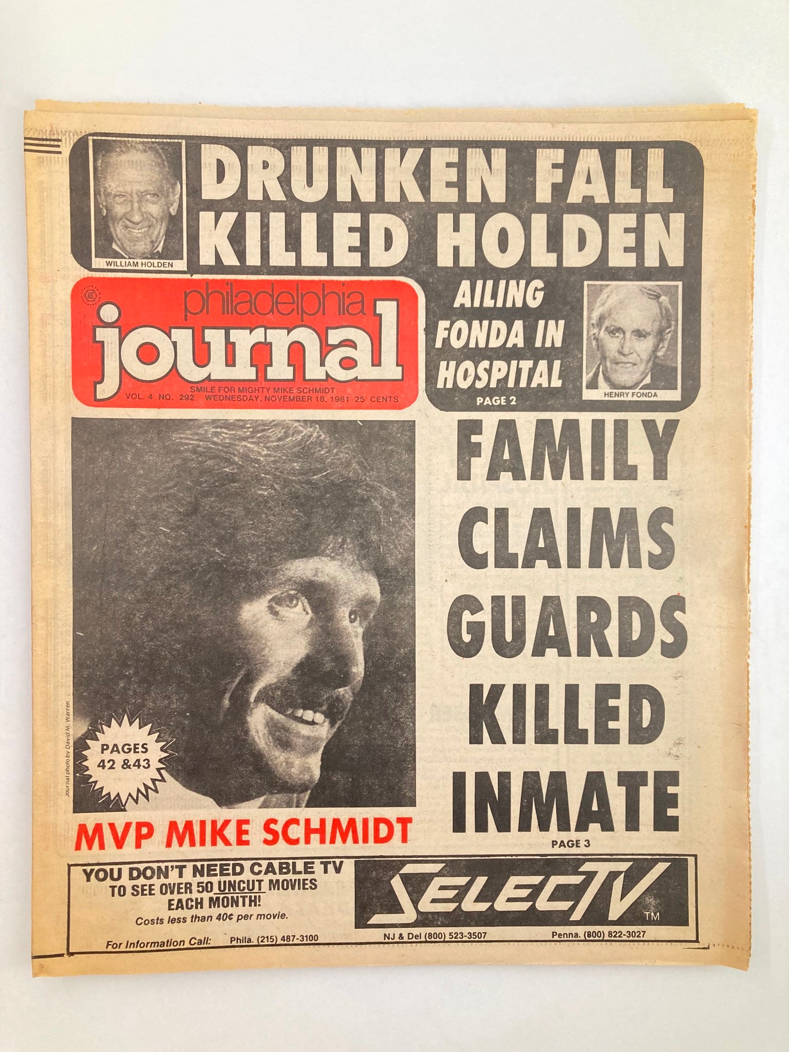 Philadelphia Journal Tabloid November 18 1981 MLB Phillies MVP Mike Schmidt