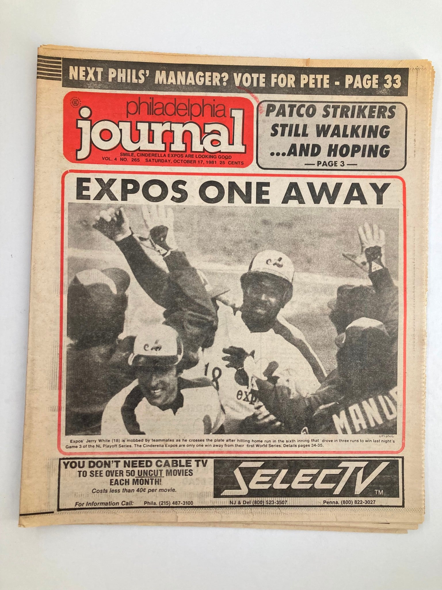 Philadelphia Journal Tabloid October 17 1981 Vol 4 #265 MLB Expos Jerry White