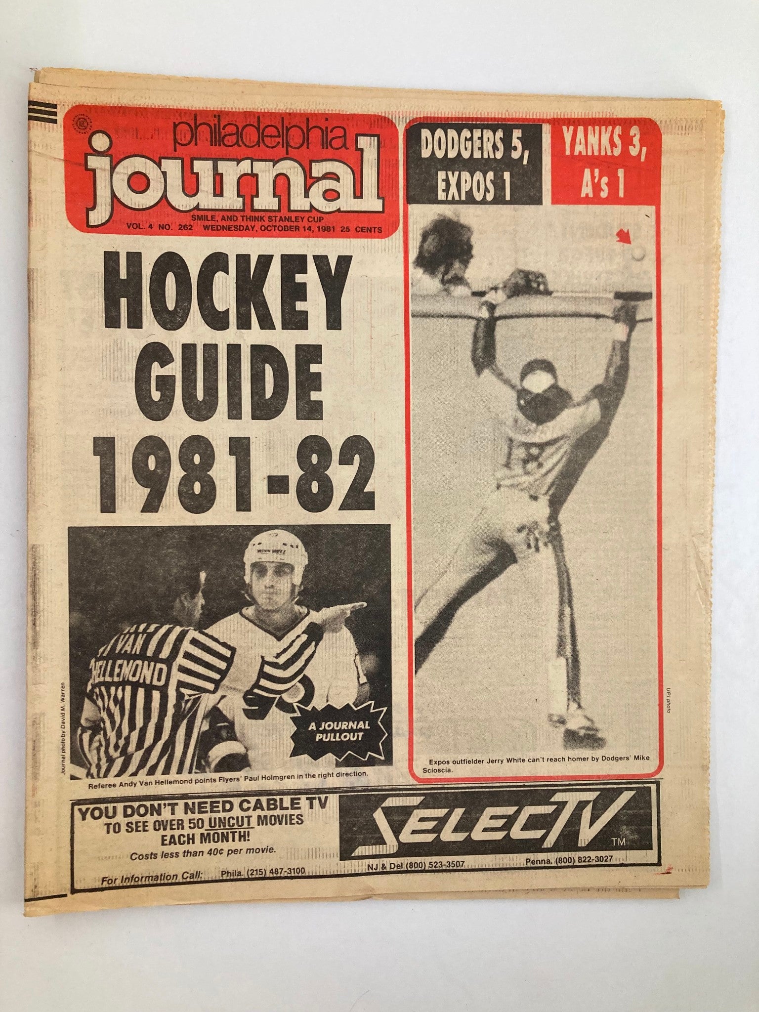 Philadelphia Journal Tabloid October 14 1981 Vol 4 #262 NHL Flyers Paul Holmgren