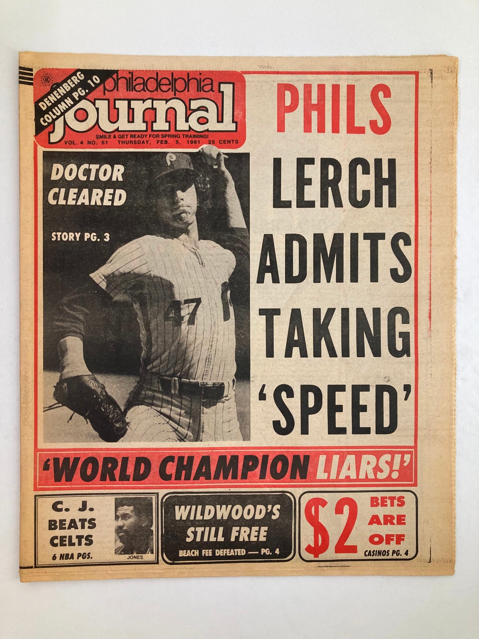 Philadelphia Journal Tabloid February 5 1981 Vol 4 #51 MLB Phillies Randy Lerch