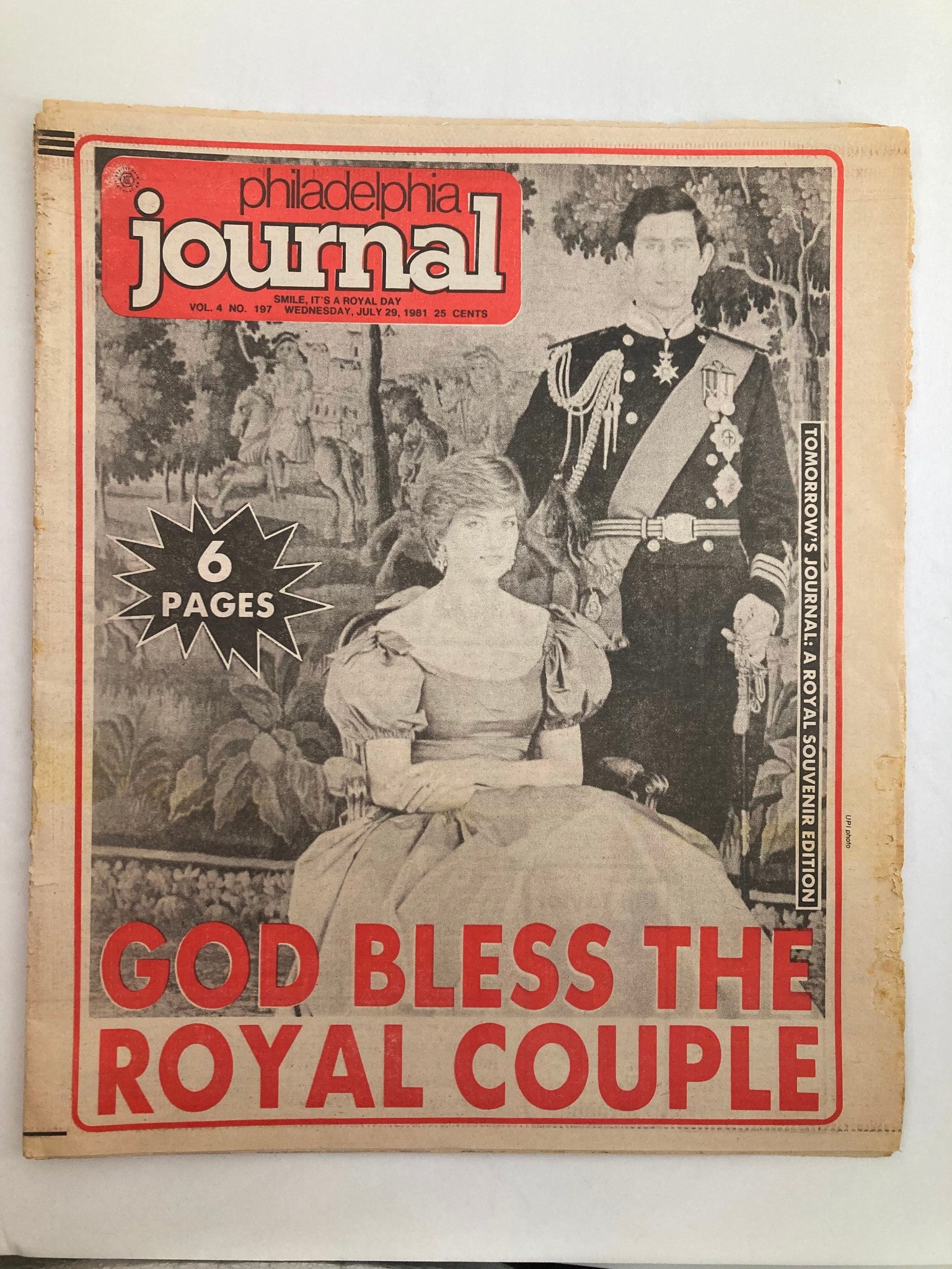 Philadelphia Journal Tabloid July 29 1981 Princess Diana and Prince Charles