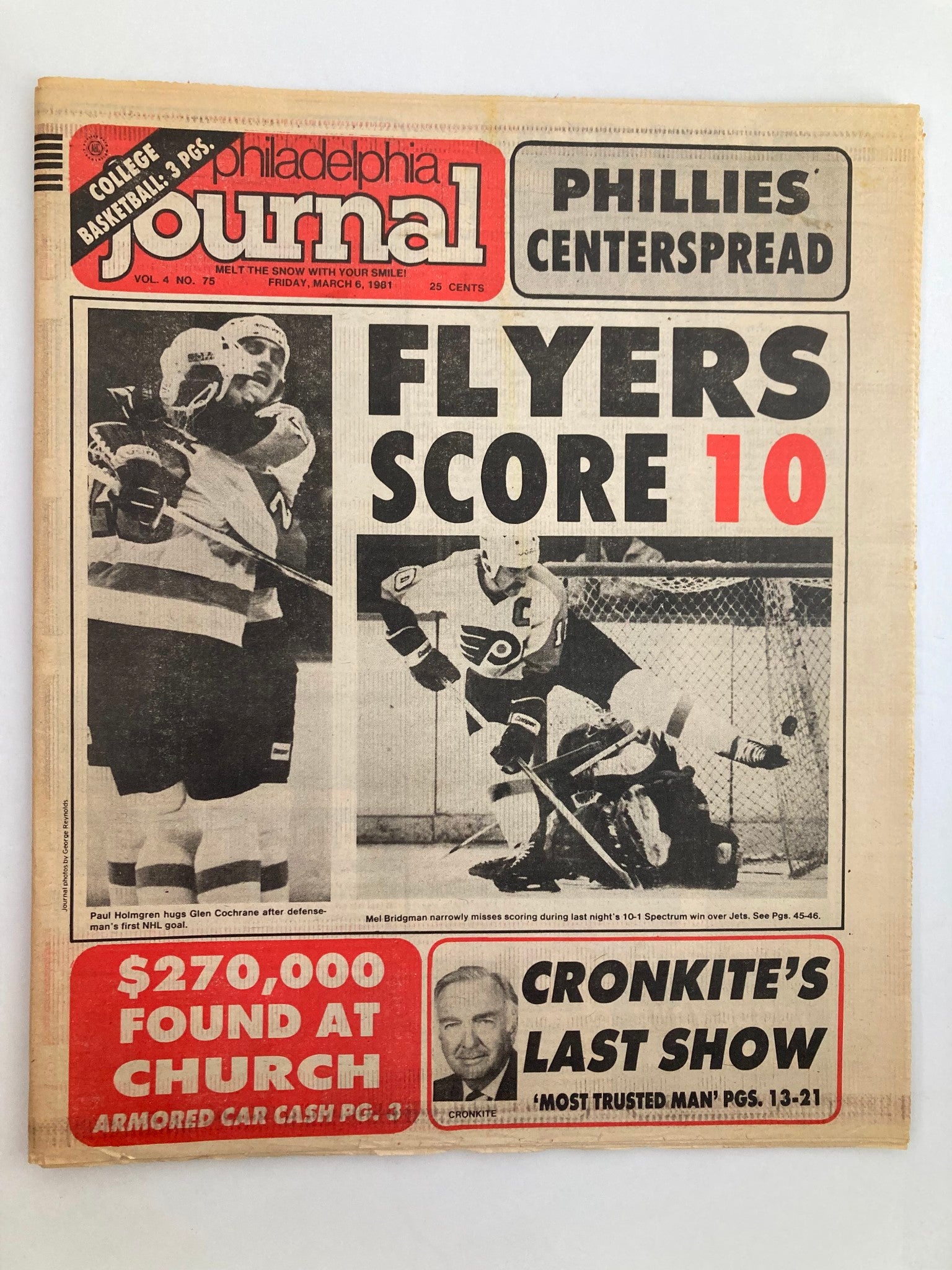 Philadelphia Journal Tabloid March 6 1981 Vol 4 #75 NHL Flyers Paul Holmgren