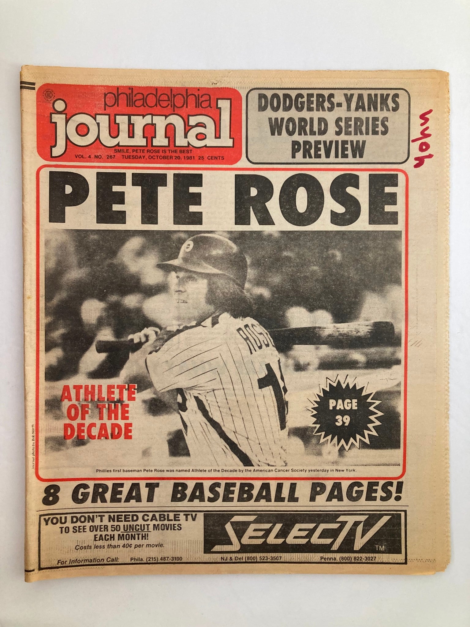 Philadelphia Journal Tabloid October 20 1981 Vol 4 #267 MLB Phillies Pete Rose