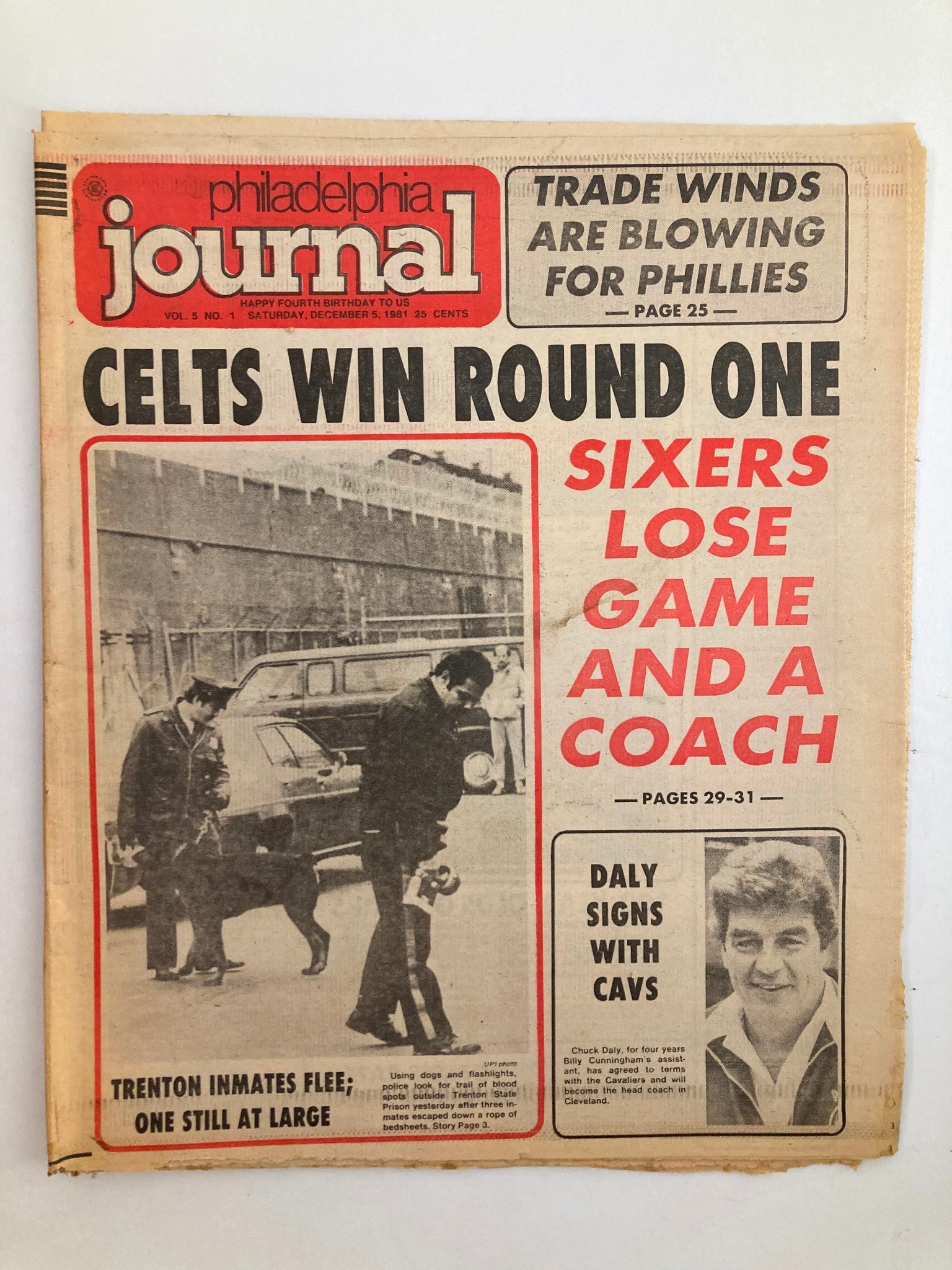 Philadelphia Journal Tabloid December 5 1981 Vol 5 #1 Chuck Daly Signs with Cavs