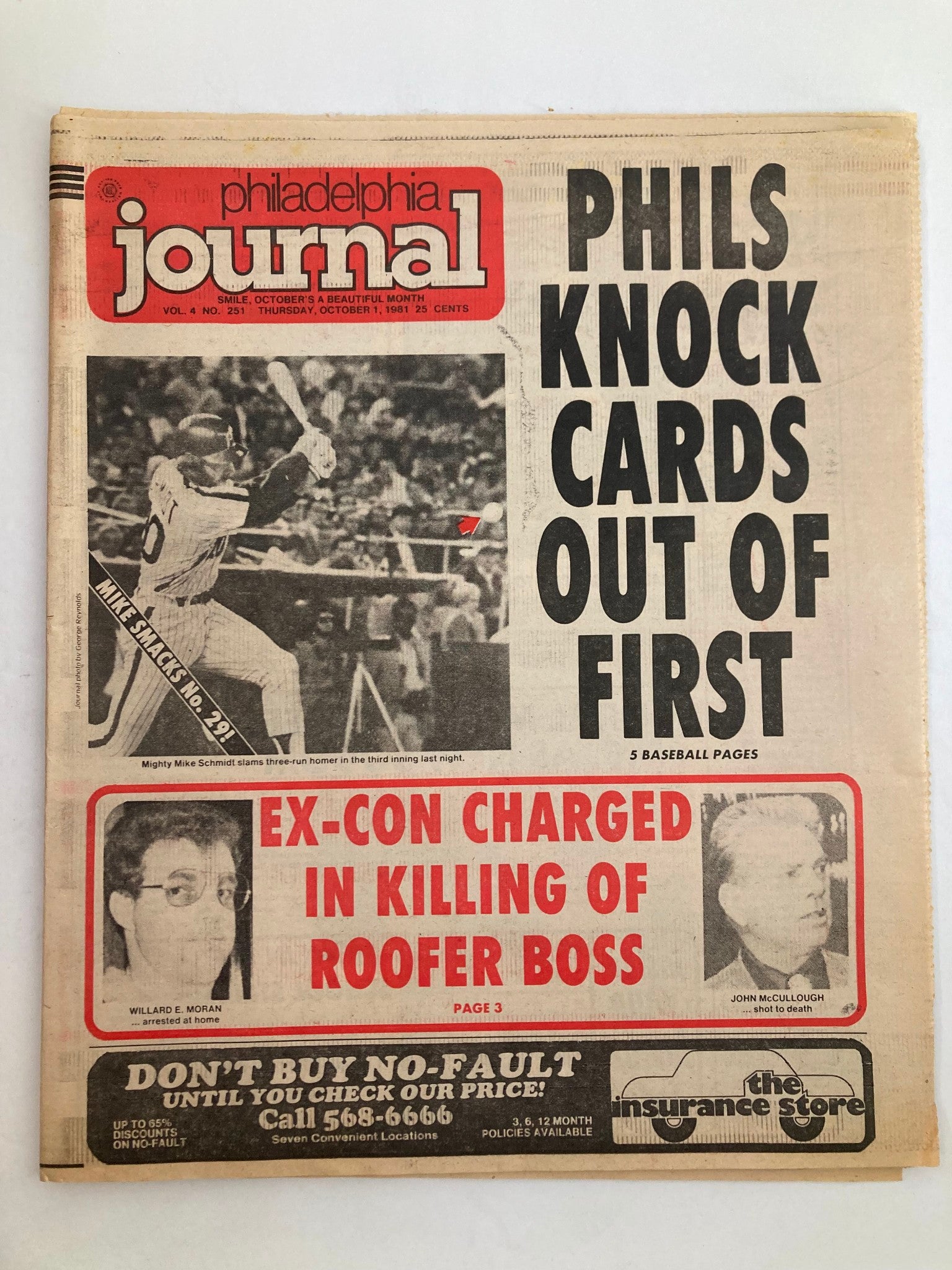 Philadelphia Journal Tabloid October 1 1981 Vol 4 #251 MLB Phillies Mike Schmidt