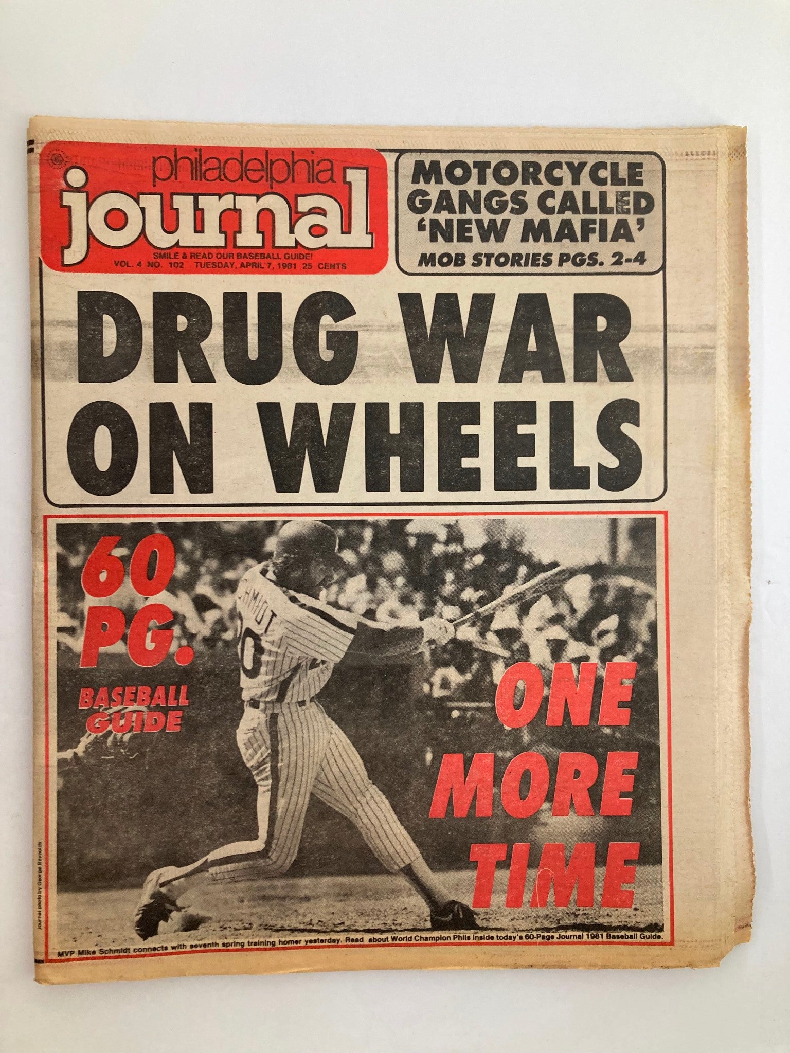 Philadelphia Journal Tabloid April 7 1981 Vol 4 #102 MLB Phillies Mike Schmidt