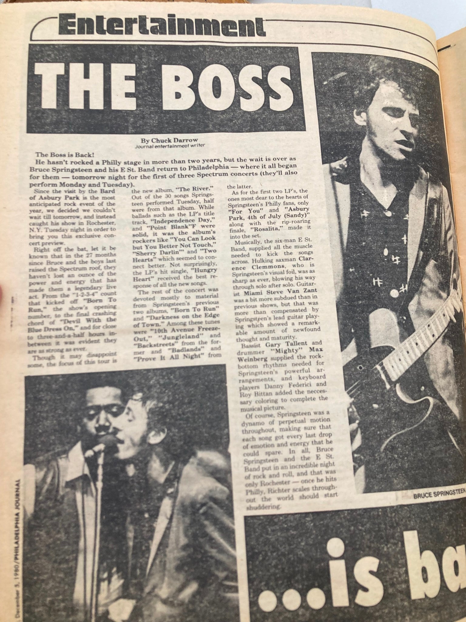 Philadelphia Journal Tabloid December 5 1980 Vol 3 #305 Bruce Springsteen