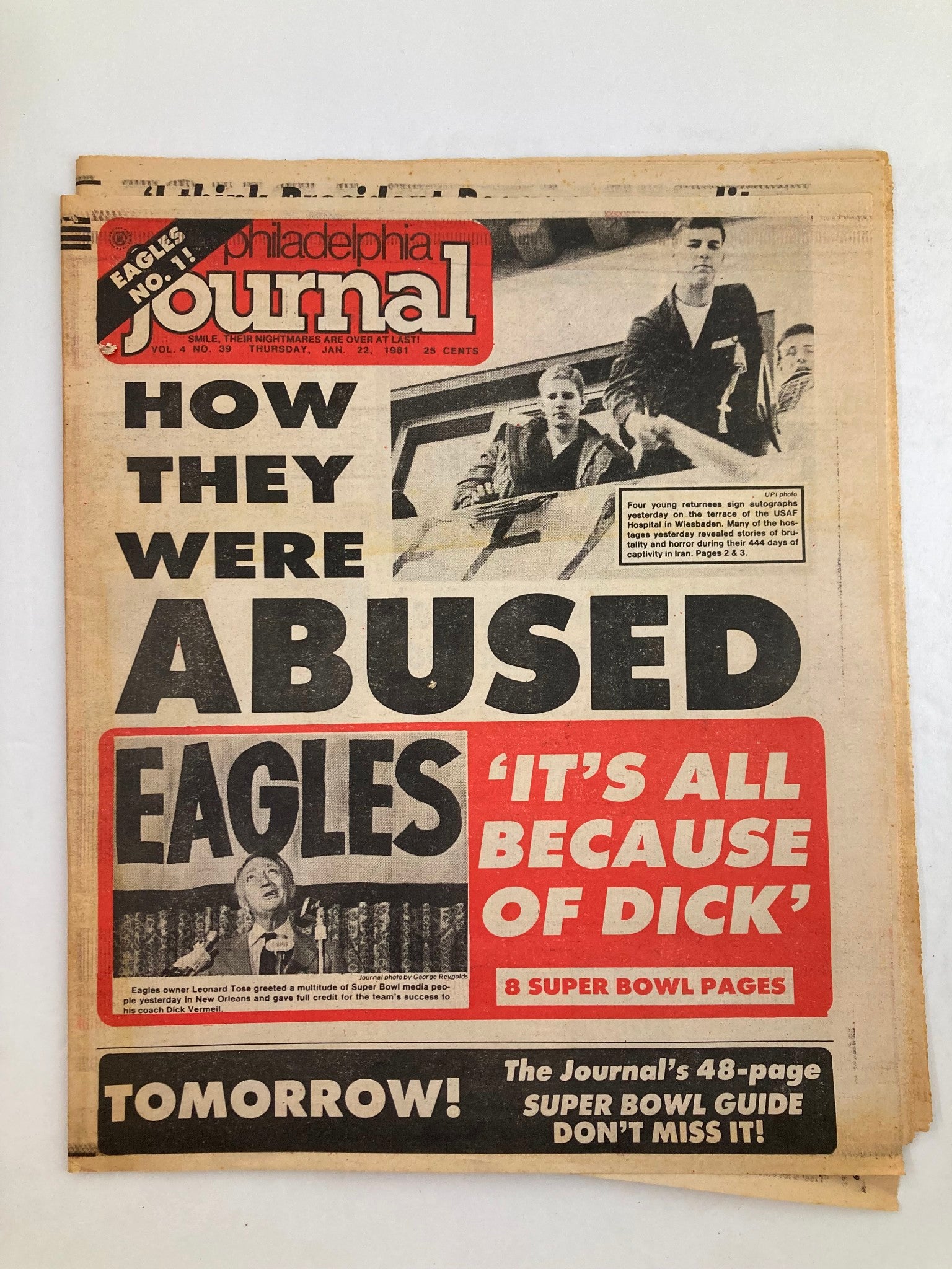 Philadelphia Journal Tabloid January 22 1981 Vol 4 #39 Eagles Owner Leonard Tose