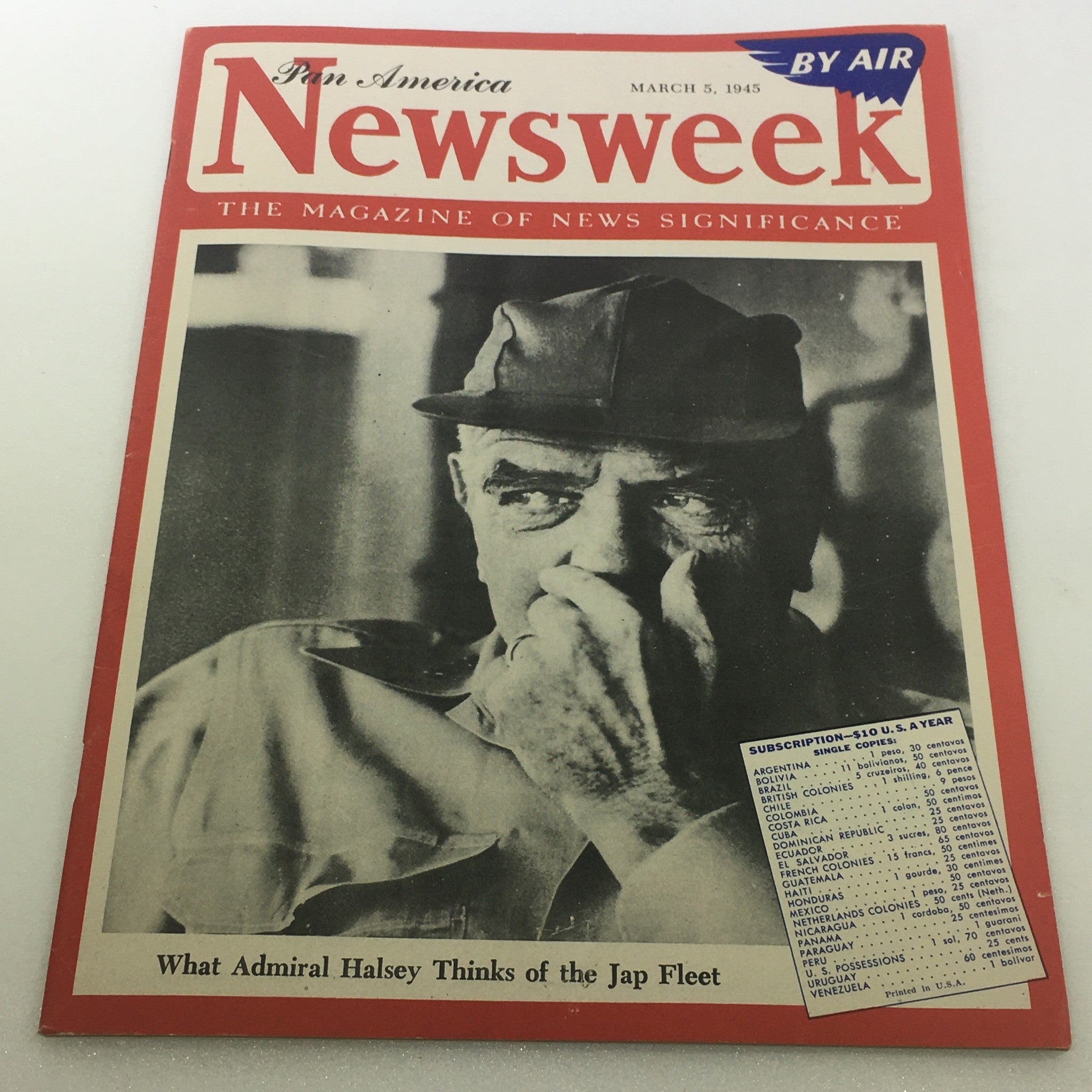 VTG Newsweek Magazine: March 5 1945 - Admiral William Halsey Jr. / By Air