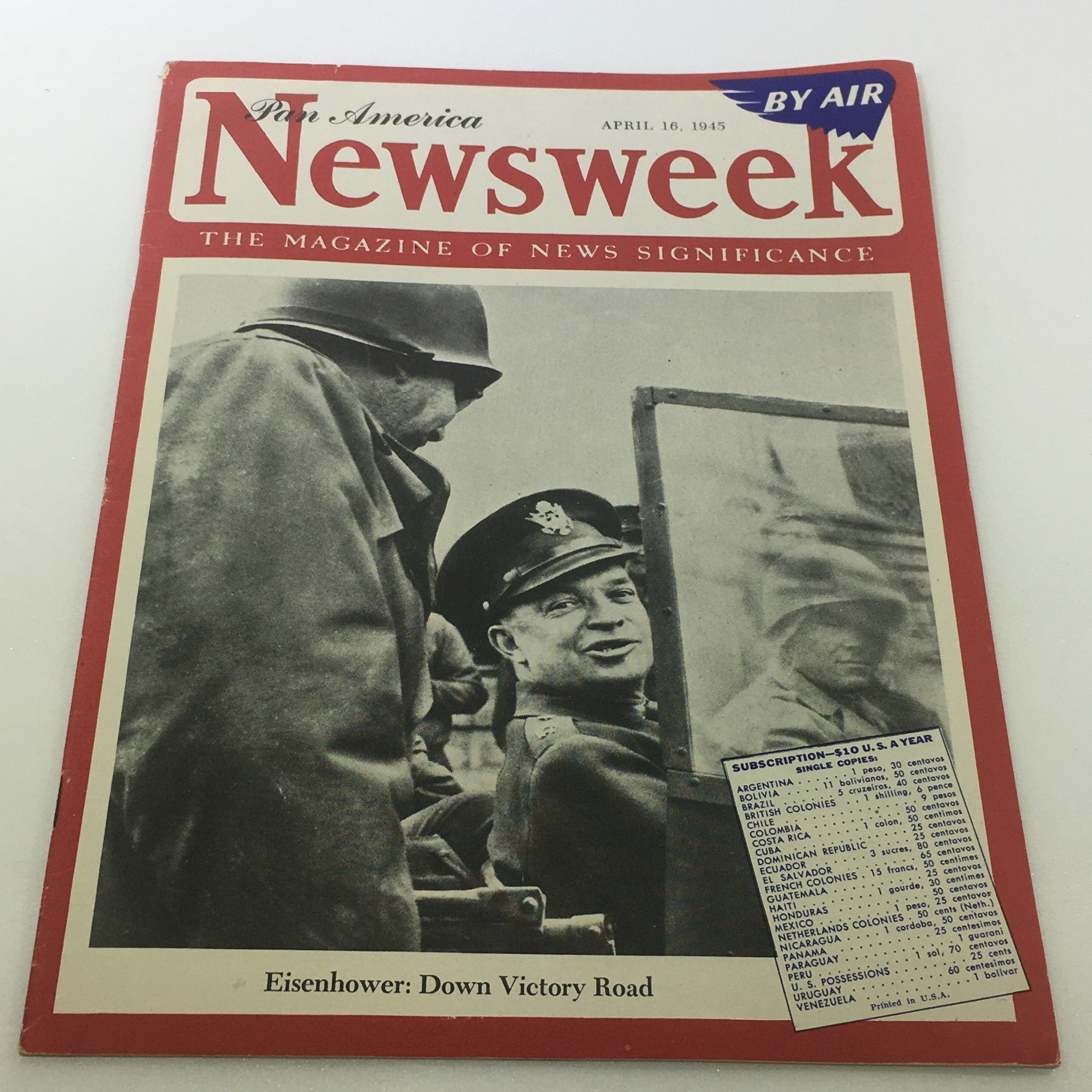 VTG Newsweek Magazine: April 16 1945 - Dwight D. Eisenhower / Newsstand / By Air