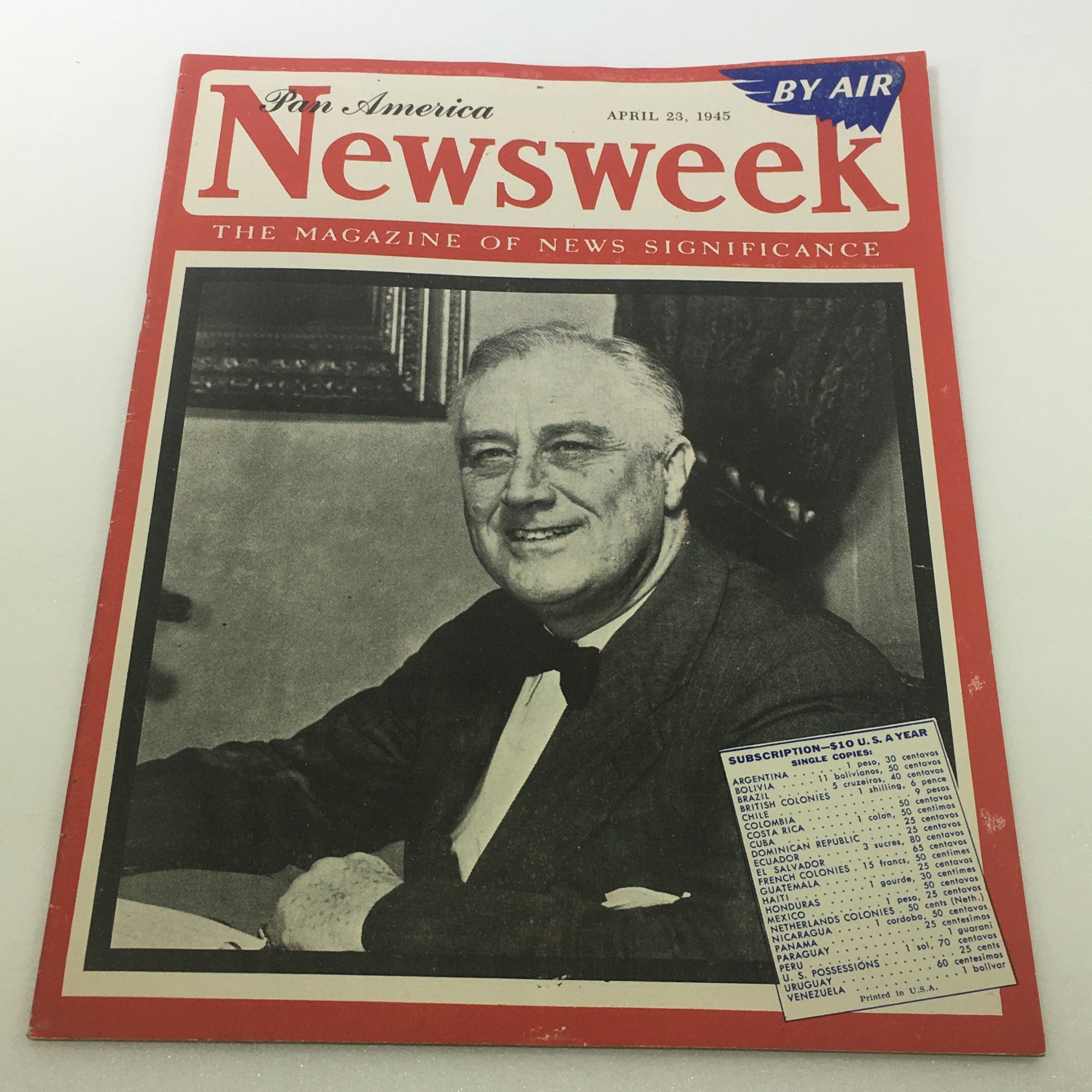 VTG Newsweek Magazine April 23 1945 - Franklin D. Roosevelt / Newsstand / By Air