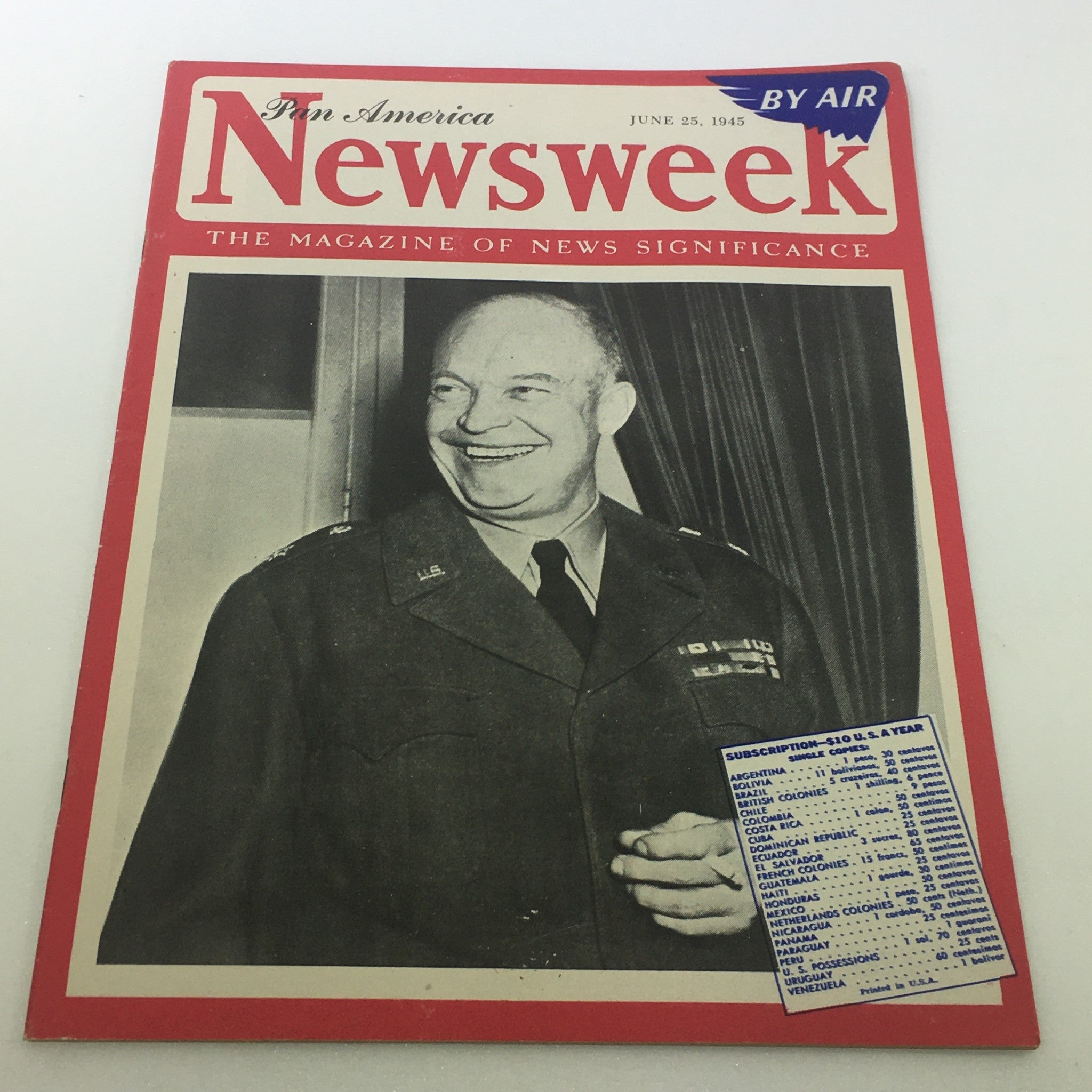 VTG Newsweek Magazine June 25 1945 - Dwight D. Eisenhower / Pan America / By Air