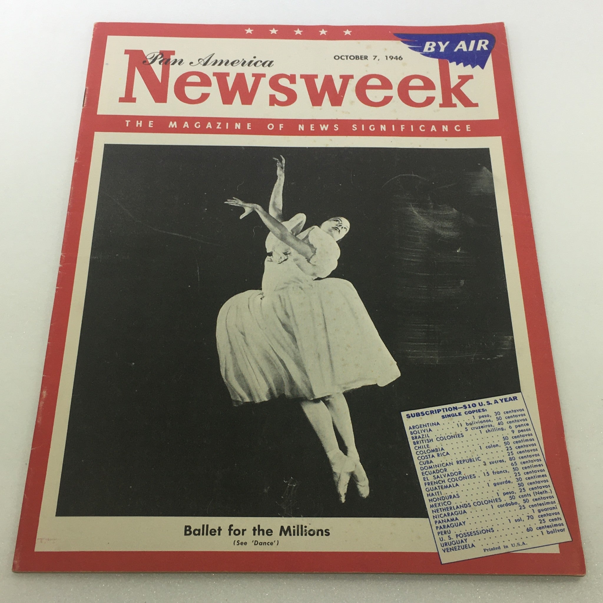 VTG Newsweek Magazine October 7 1946 Ballet For Millions / Pan America / By Air