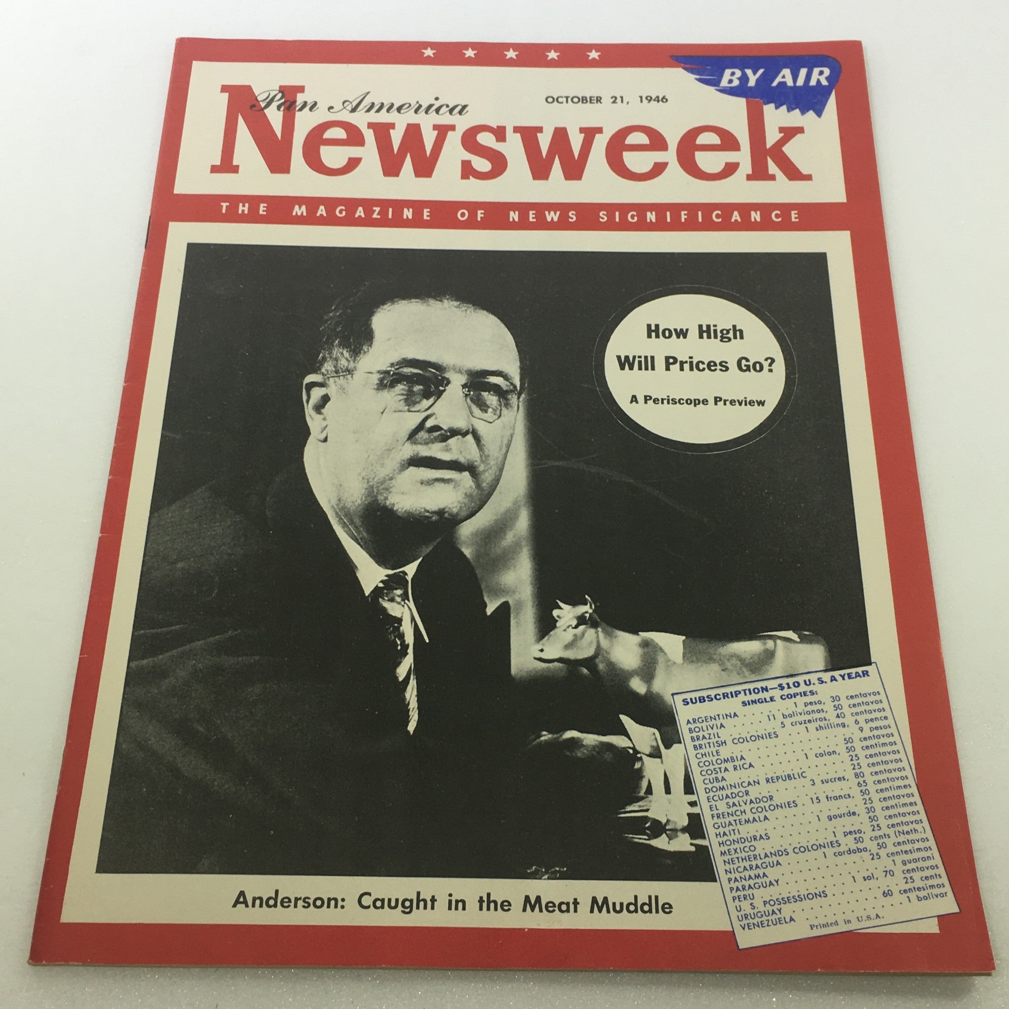 VTG Newsweek Magazine October 21 1946 - Anderson Pan America By Air No Label