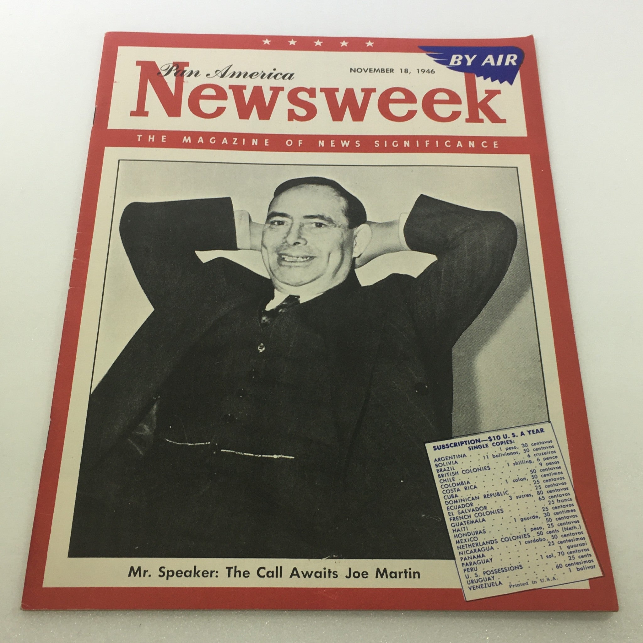 VTG Newsweek Magazine November 18 1946 - Joe Martin / Pan America / By Air