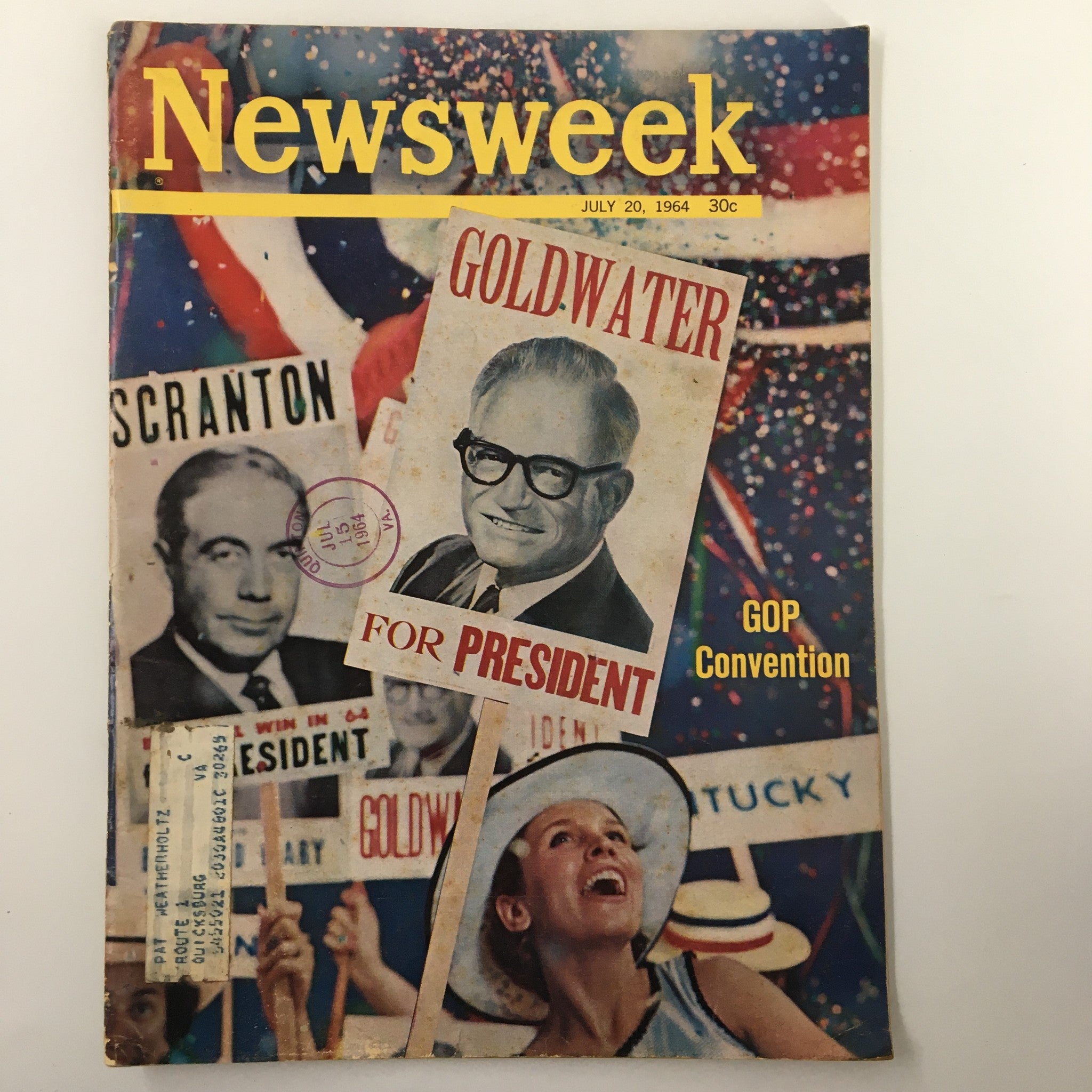 VTG Newsweek Magazine July 20 1964 William Scranton and Barry Goldwater