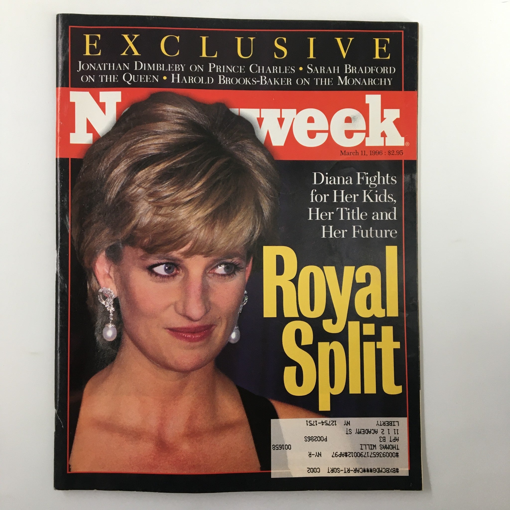 Newsweek Magazine March 11 1996 Royal Split Princess Diana Fights for her Kids