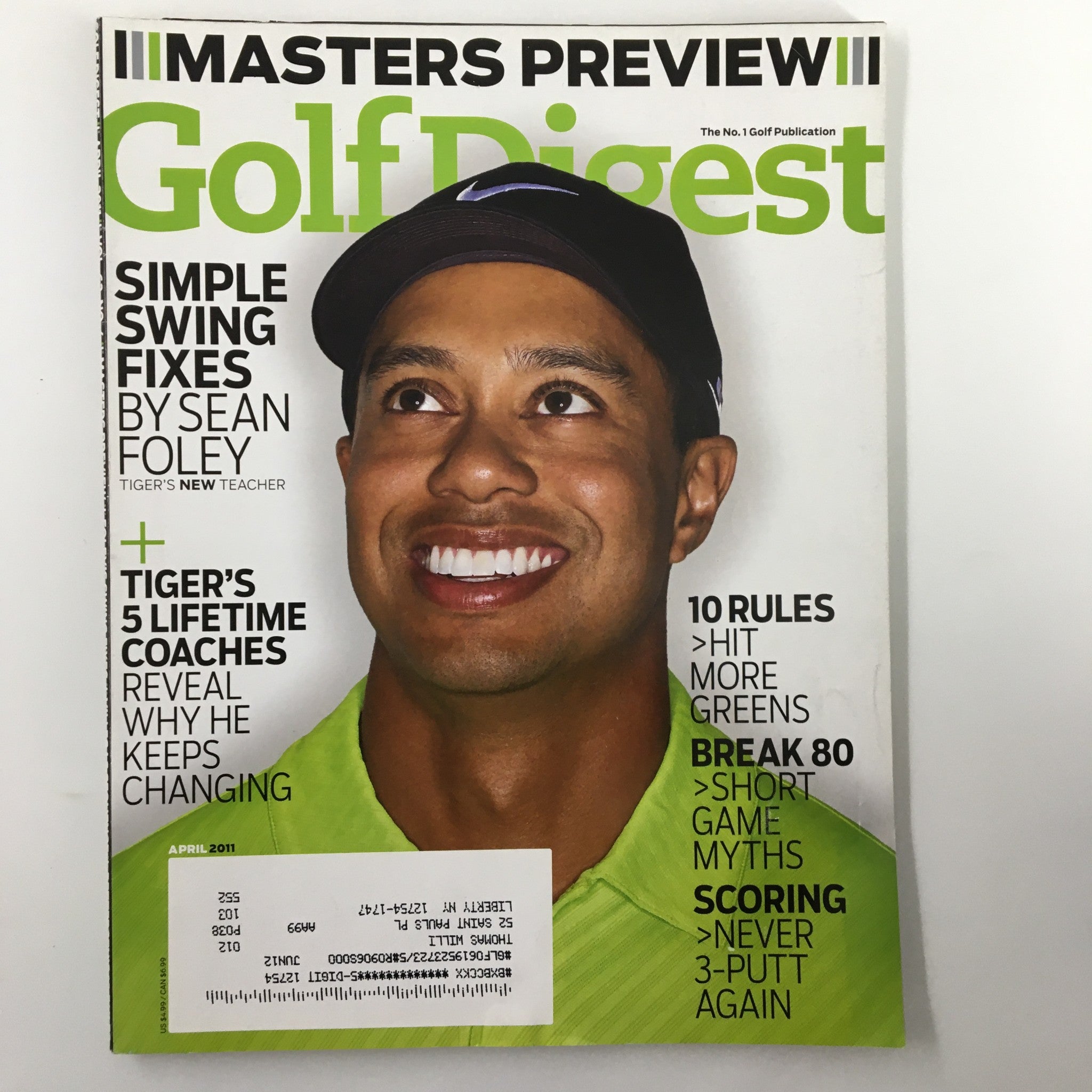 Golf Digest Magazine April 2011 Tiger Woods 5 Lifetime Coaches Keeps Chaning