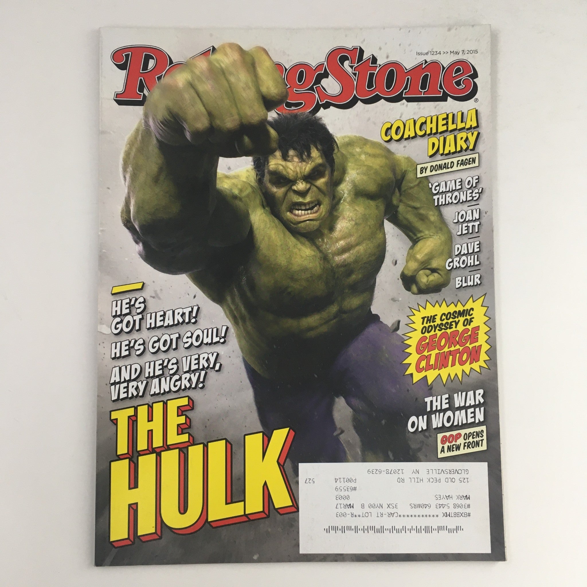 Rolling Stone Magazine May 7 2015 The Hulk, George Clinton, Joan Jett, VG