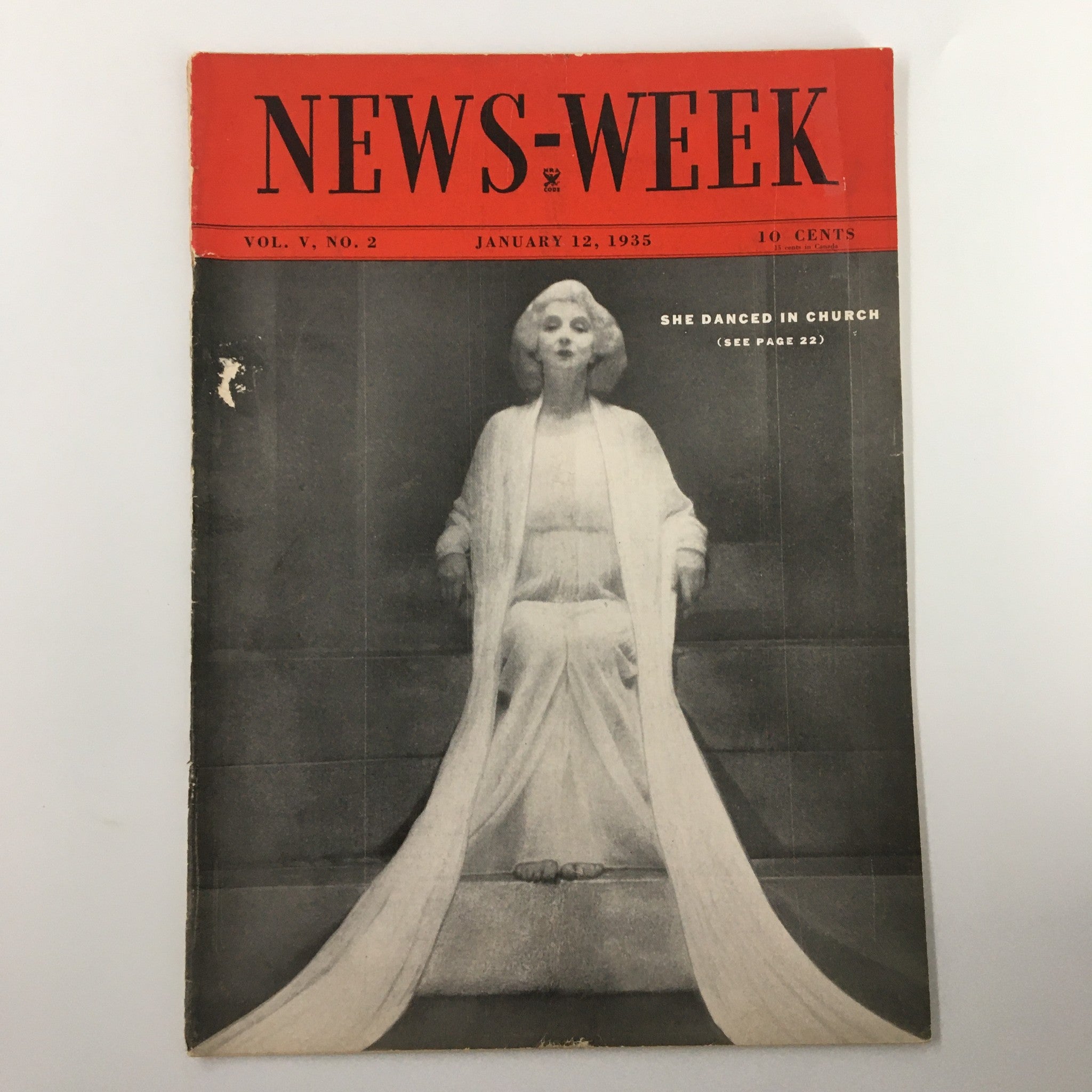 VTG News-Week Magazine January 12 1935 She Danced in Church No Label