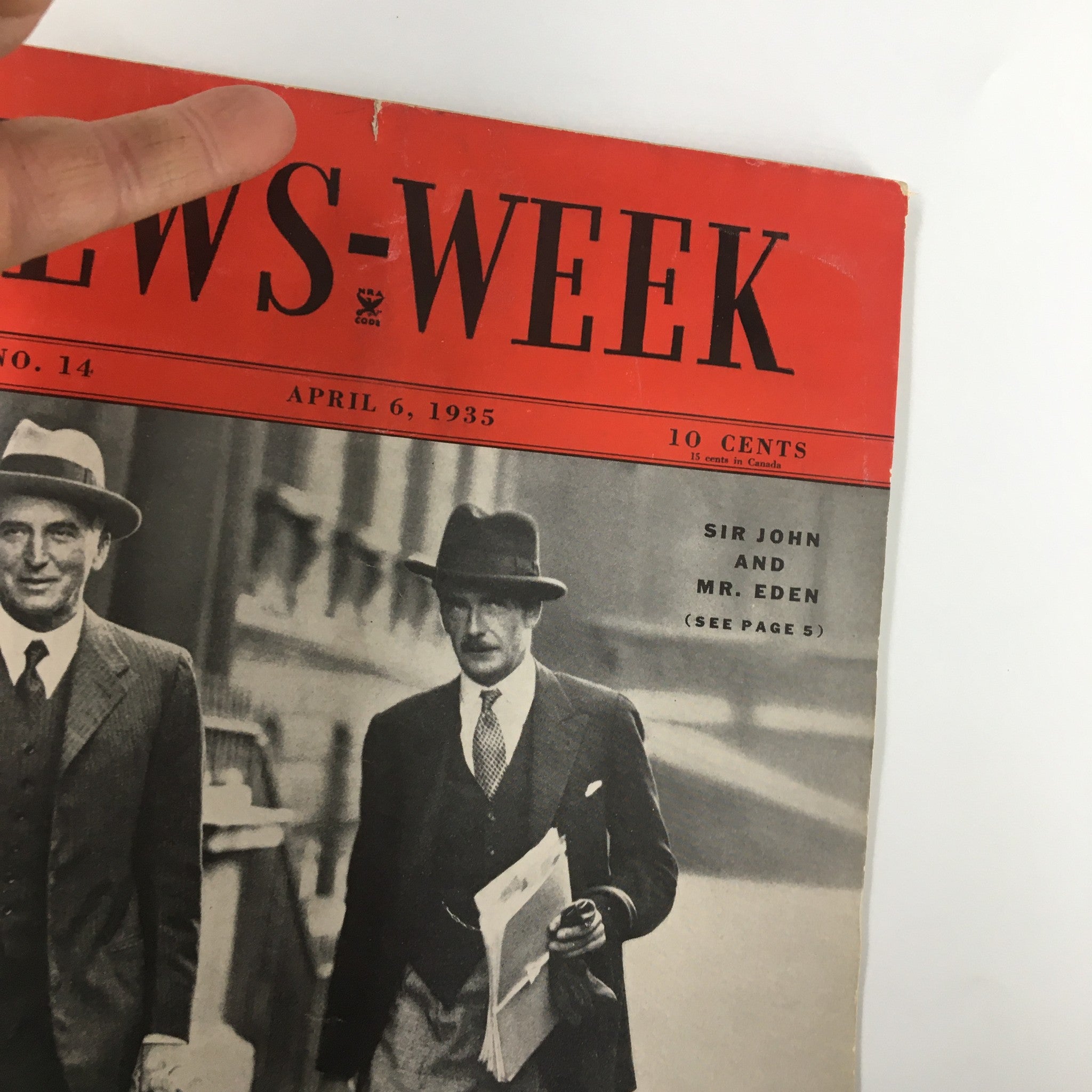 VTG News-Week Magazine April 6 1935 Sir John and Mr. Eden No Label