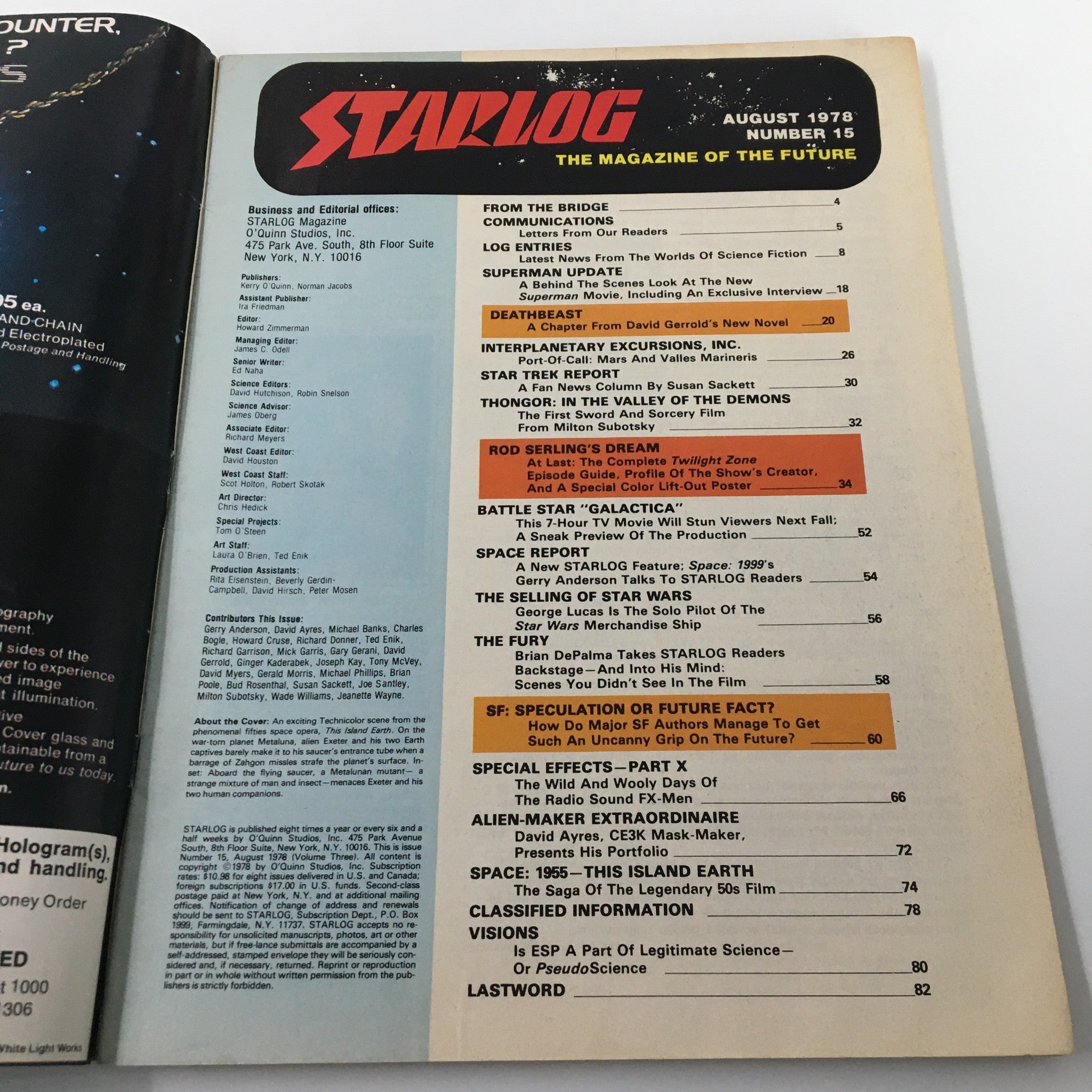 VTG Starlog Magazine August 1978 #15 This Island Earth Inside Story No Label