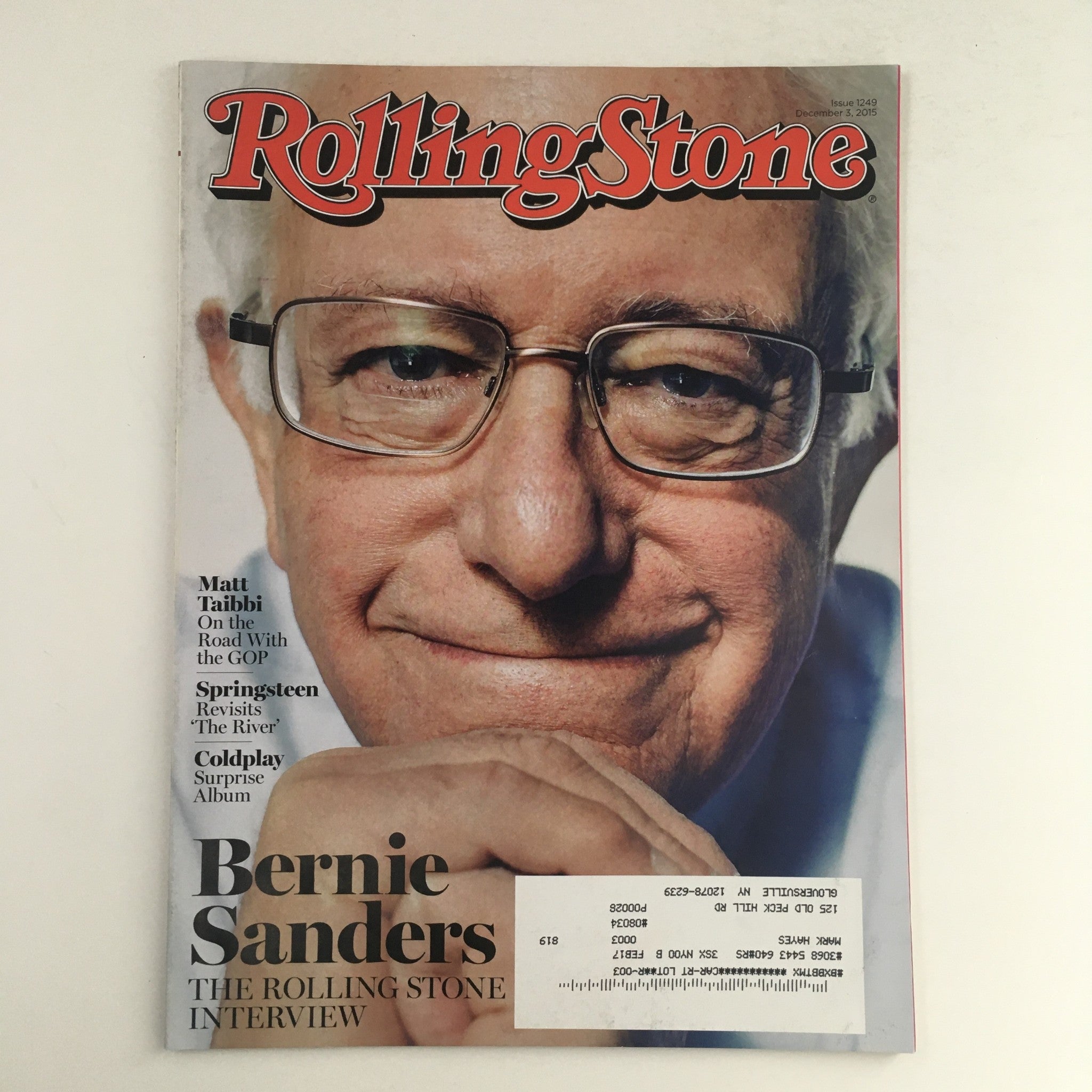 Rolling Stone Magazine December 3 2015 Bernie Sanders, Matt Taibbi, Coldplay, VG