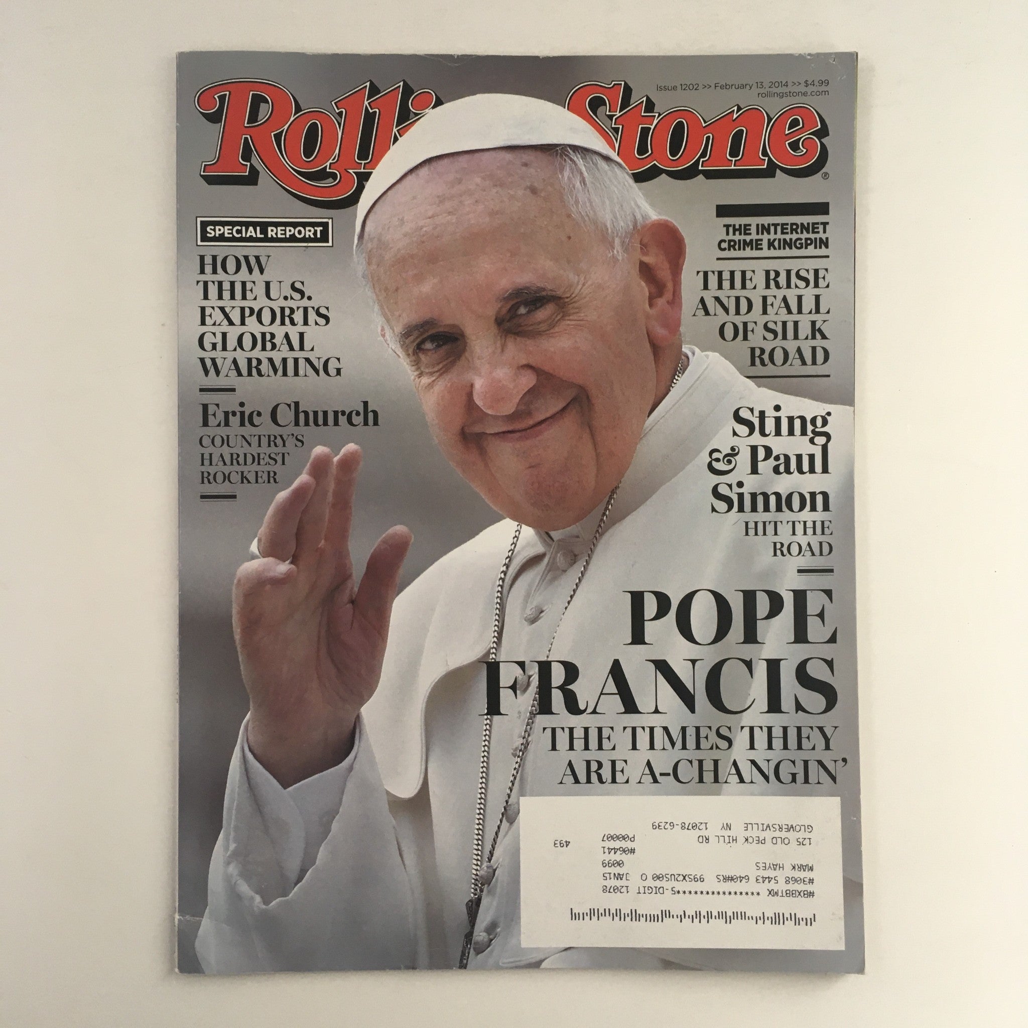 Rolling Stone Magazine February 13 2014 Pope Francis, Eric Church, Paul Simon