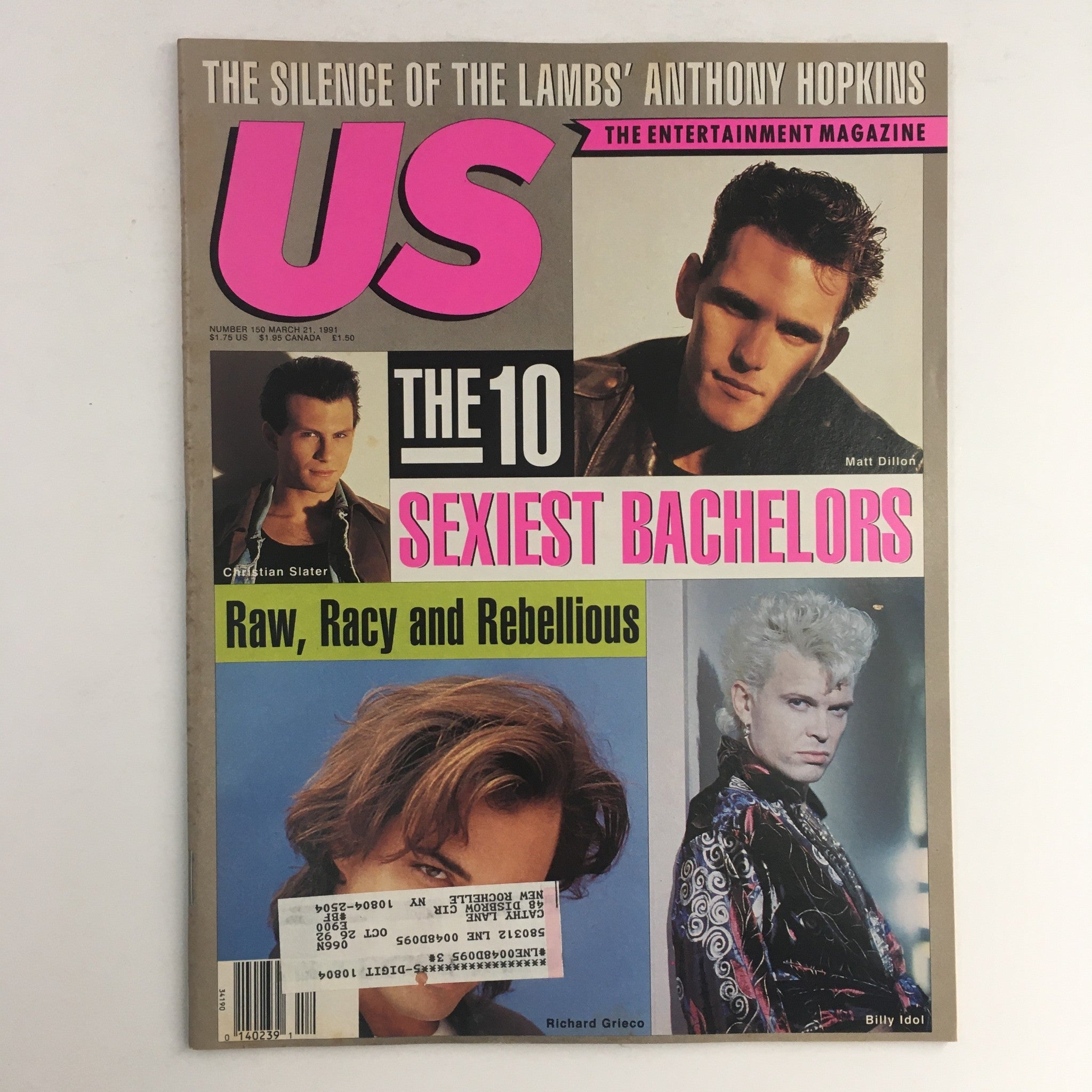 US Magazine #150 March 21 1991 Matt Dillon, Christian Slater & Billy Idol