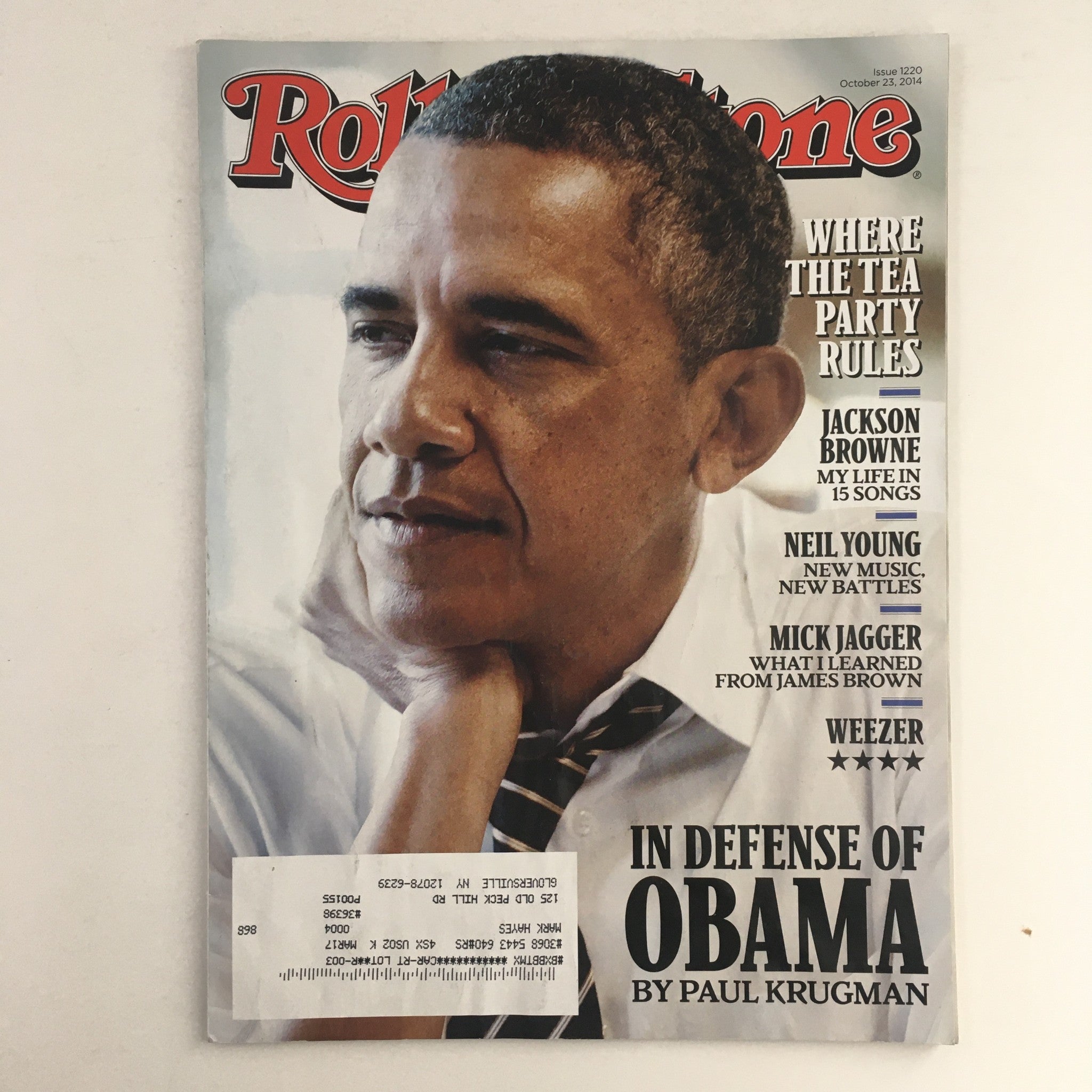 Rolling Stone Magazine October 23 2014 Barack Obama, Jackson Brownie, Neil Young