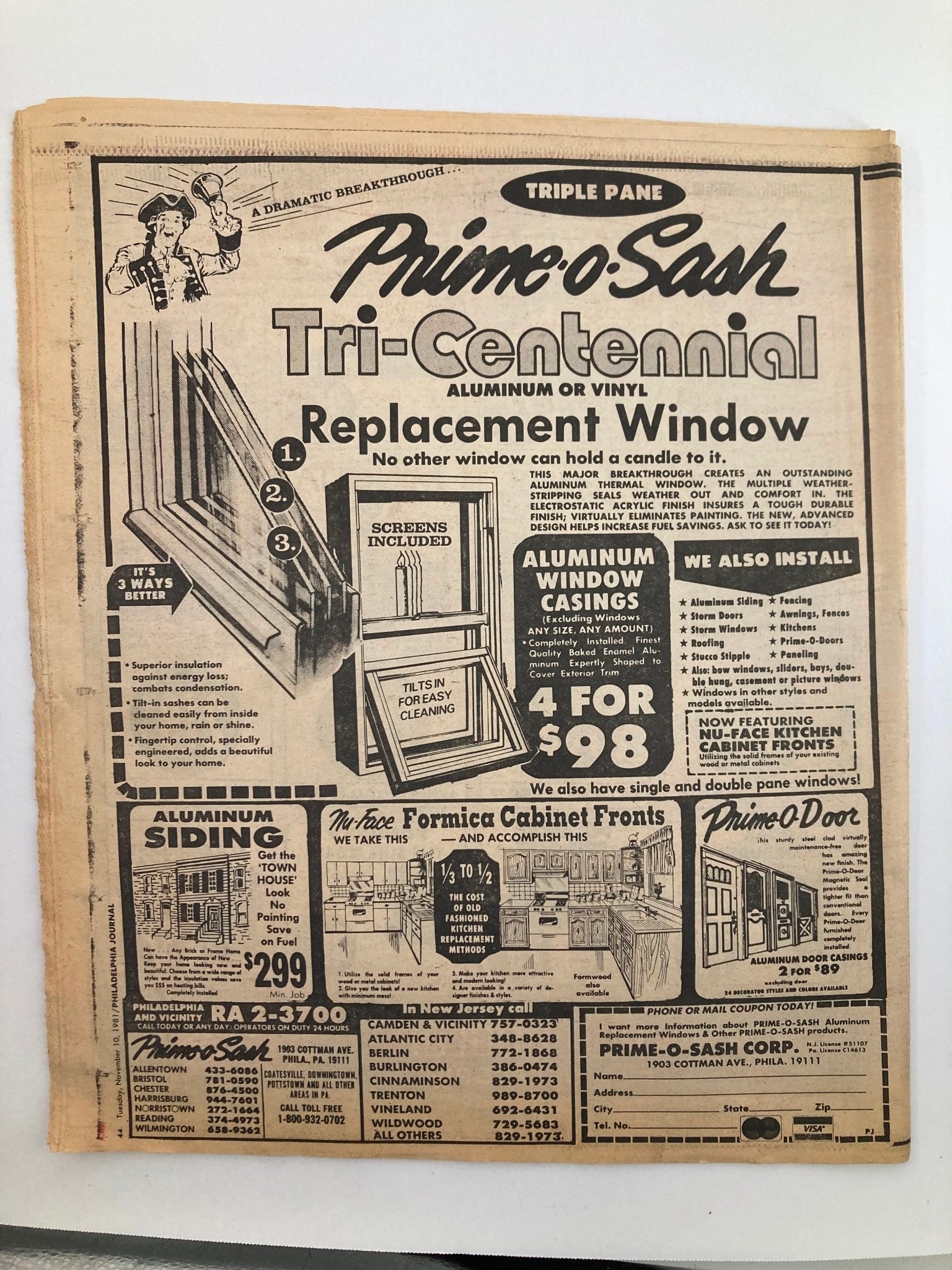 Philadelphia Journal Tabloid November 10 1981 Vol 4 #285 NFL Eagles Joe Pisarcik