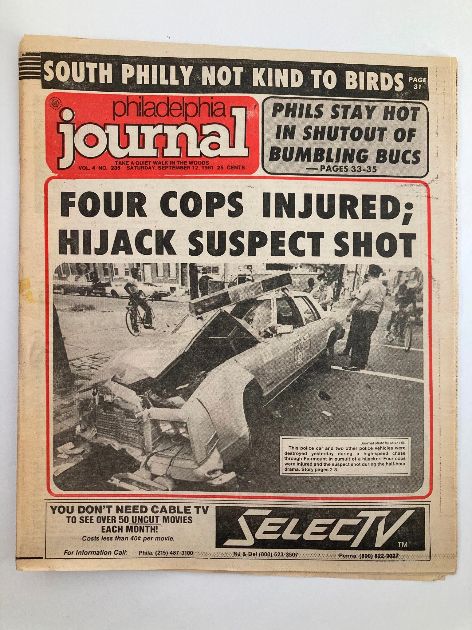 Philadelphia Journal Tabloid September 12 1981 Vol 4 #235 Four Cops Injured