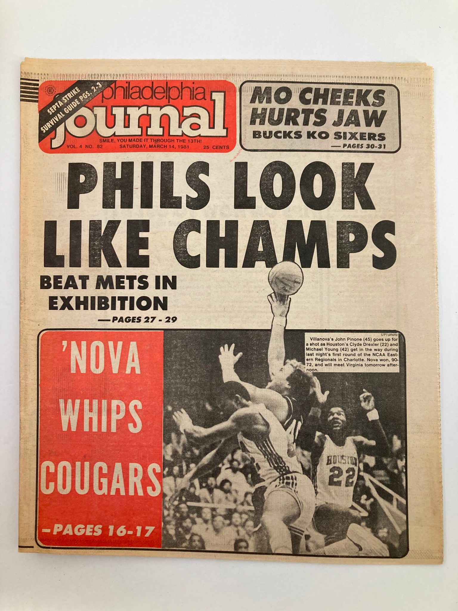 Philadelphia Journal Tabloid March 14 1981 Vol 4 #82 NCAA Villanova John Pinone