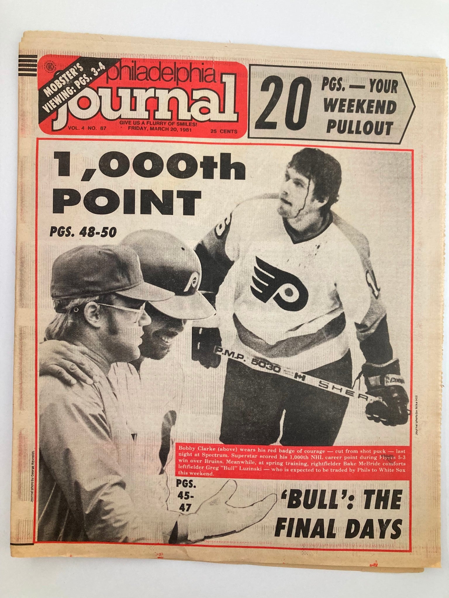 Philadelphia Journal Tabloid March 20 1981 Vol 4 #87 NHL Flyers Bobby Clarke