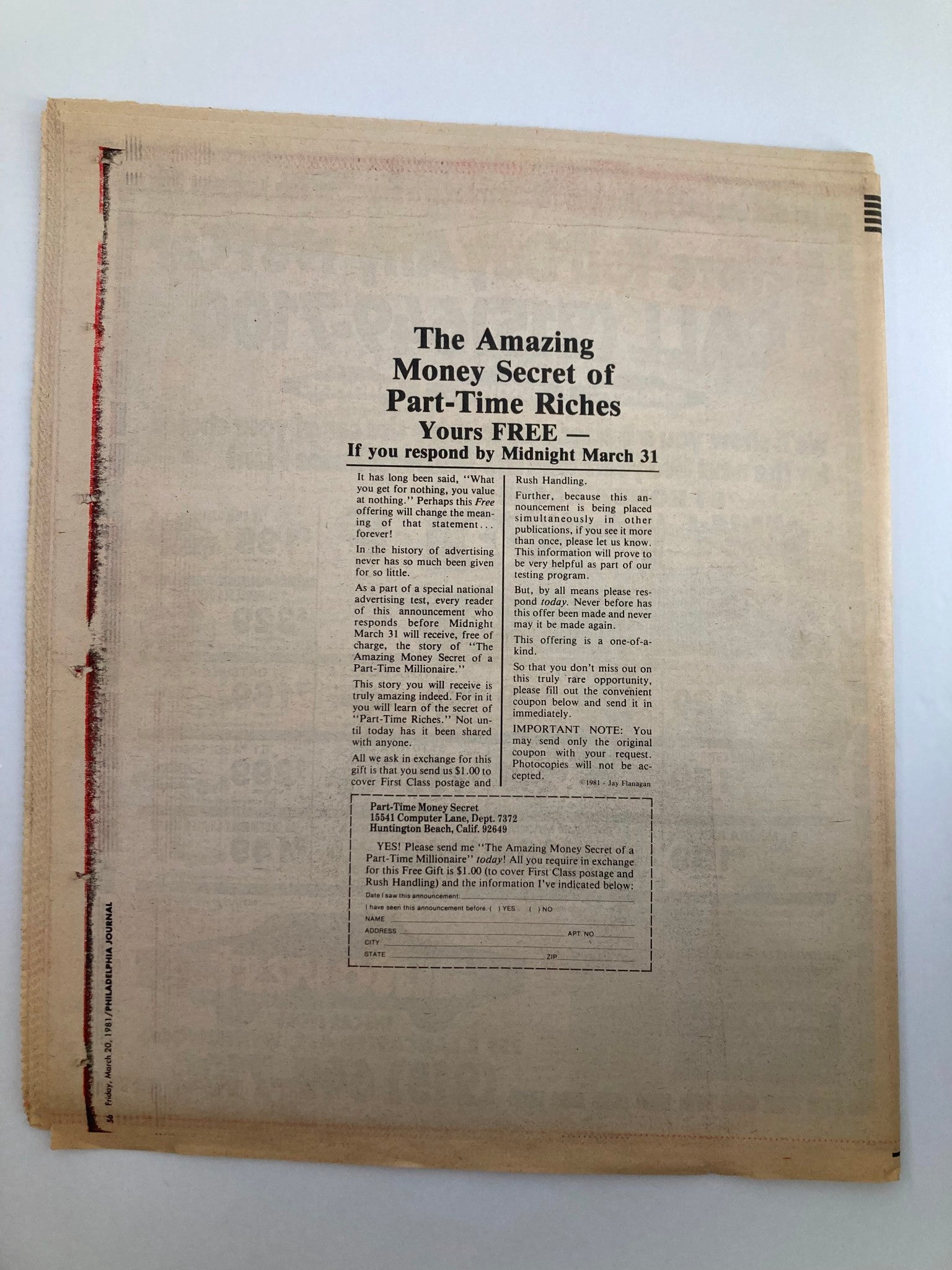 Philadelphia Journal Tabloid March 20 1981 Vol 4 #87 NHL Flyers Bobby Clarke