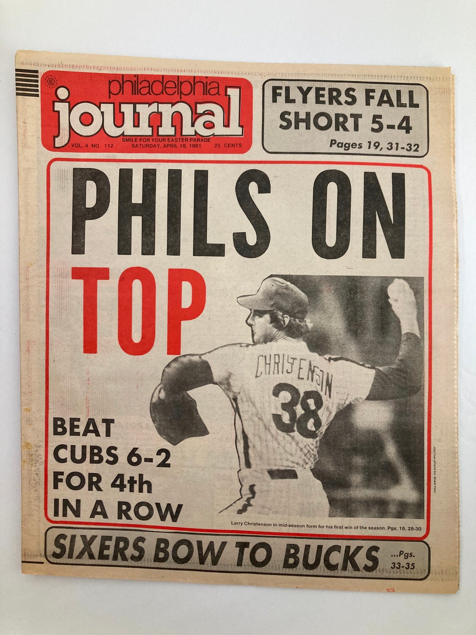 Philadelphia Journal Tabloid April 18 1981 MLB Phillies Larry Christenson