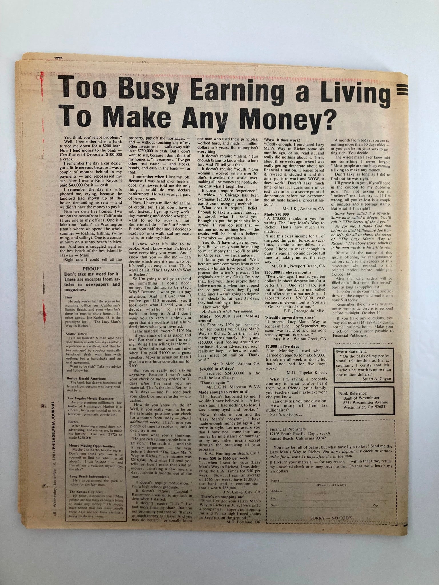 Philadelphia Journal Tabloid September 16 1981 Sugar Ray Leonard v Thomas Hearns