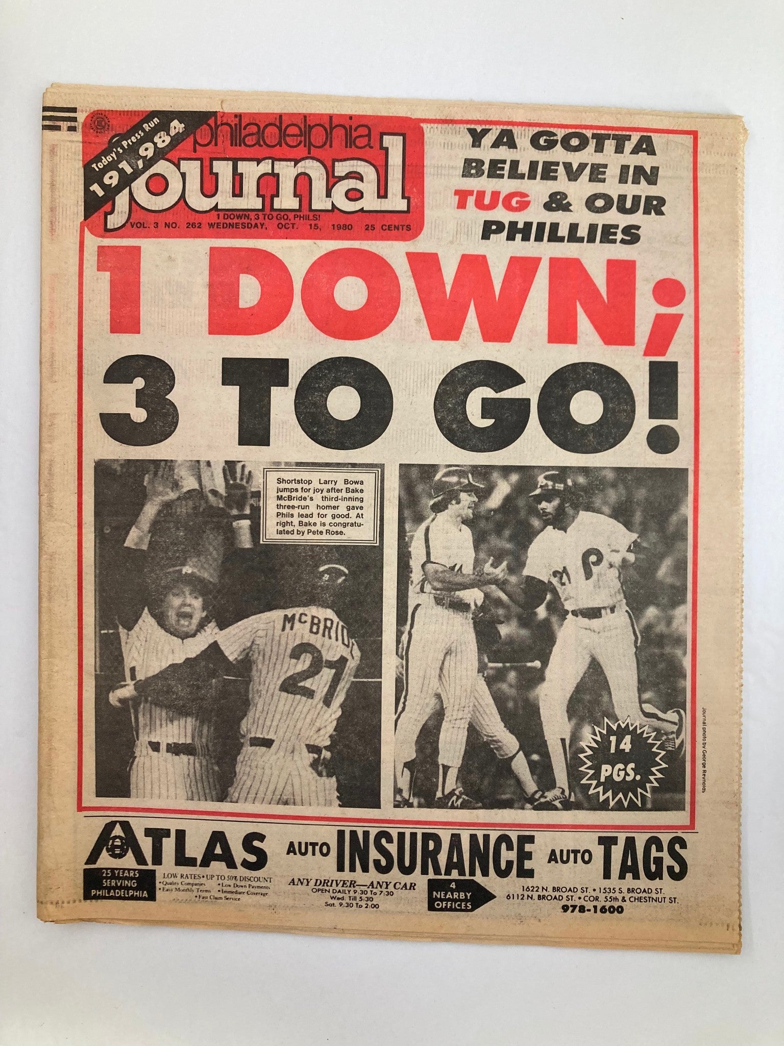 Philadelphia Journal Tabloid October 15 1980 Vol 3 #262 MLB Phillies Larry Bowa